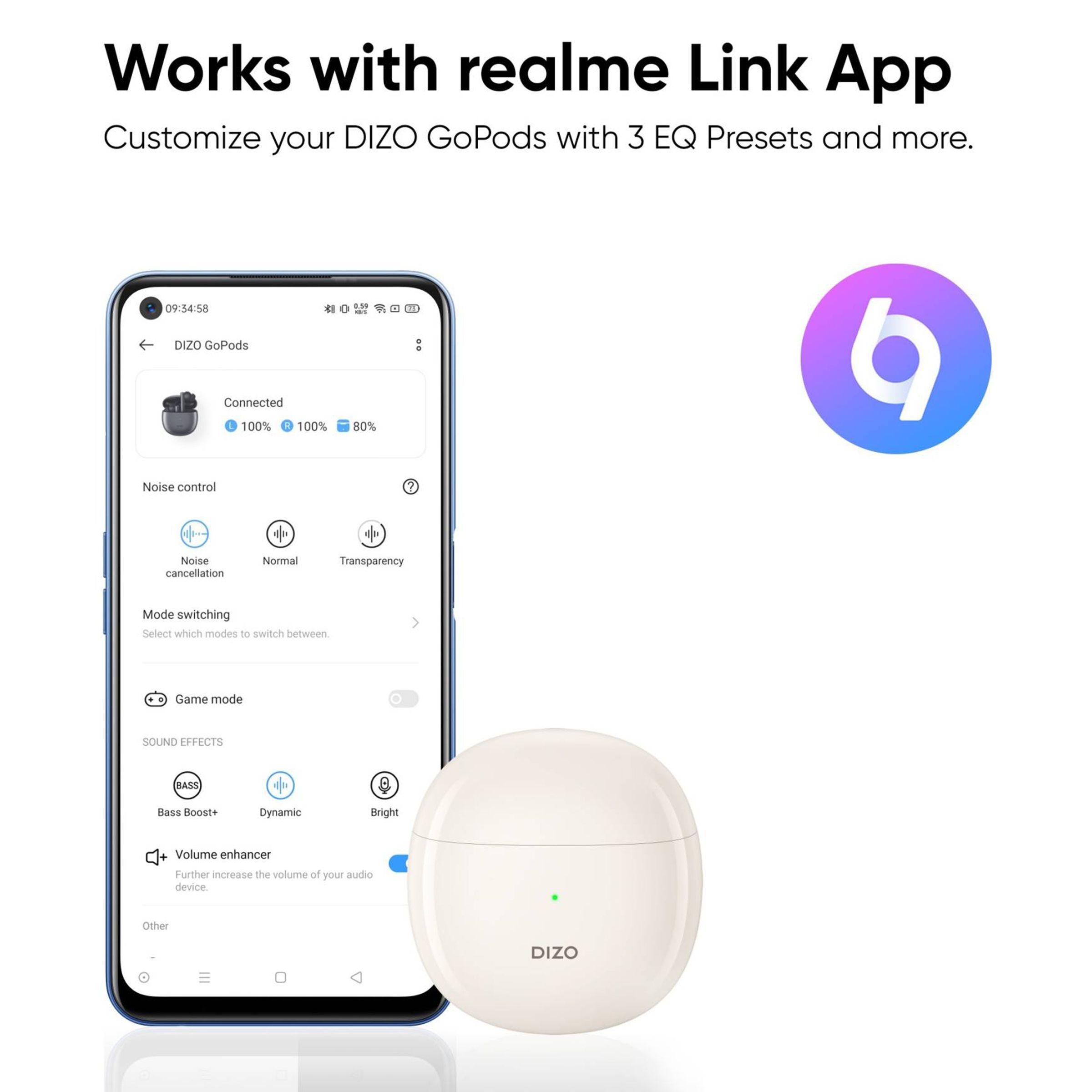 DIZO GoPods DA2001 TWS Earbuds with Active Noise Cancellation (IPX5 Water Resistant, 25 Hours Playback, Creme White)_15