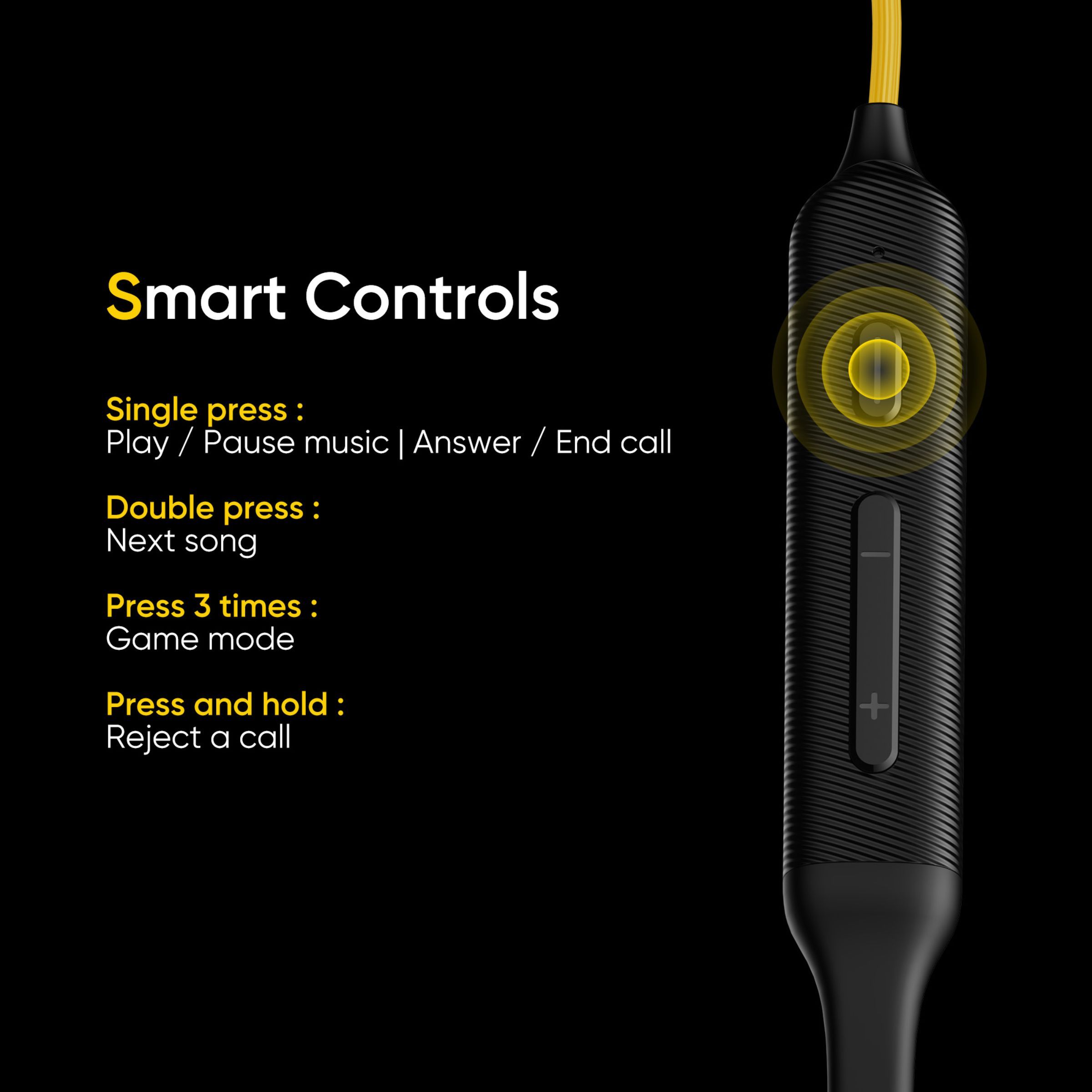 DIZO Wireless Power i Neckband with Environmental Noise Cancellation (IPX4 Water Resistant, Low Latency Game Mode, Yellow & Black)_10