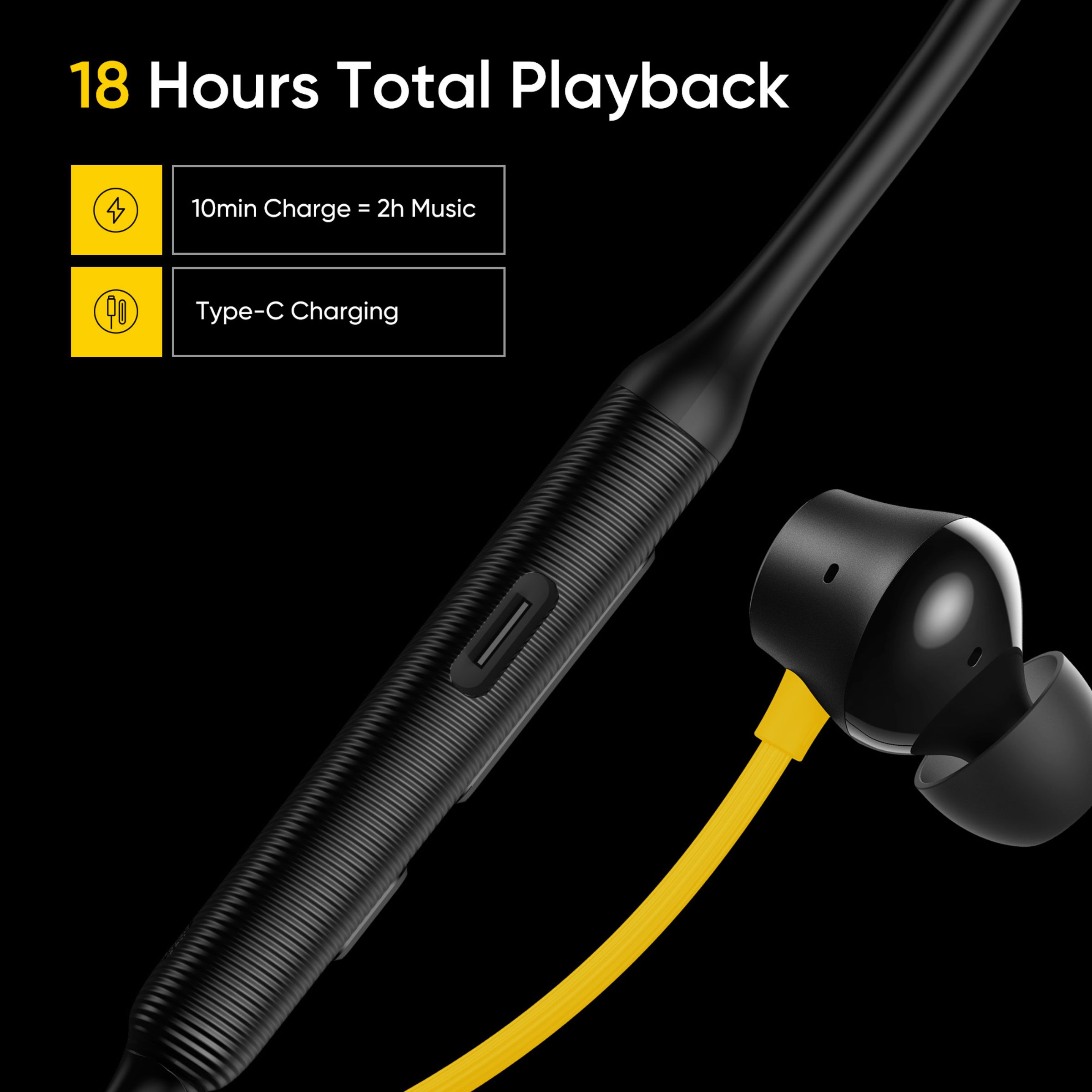 DIZO Wireless Power i Neckband with Environmental Noise Cancellation (IPX4 Water Resistant, Low Latency Game Mode, Yellow & Black)_12