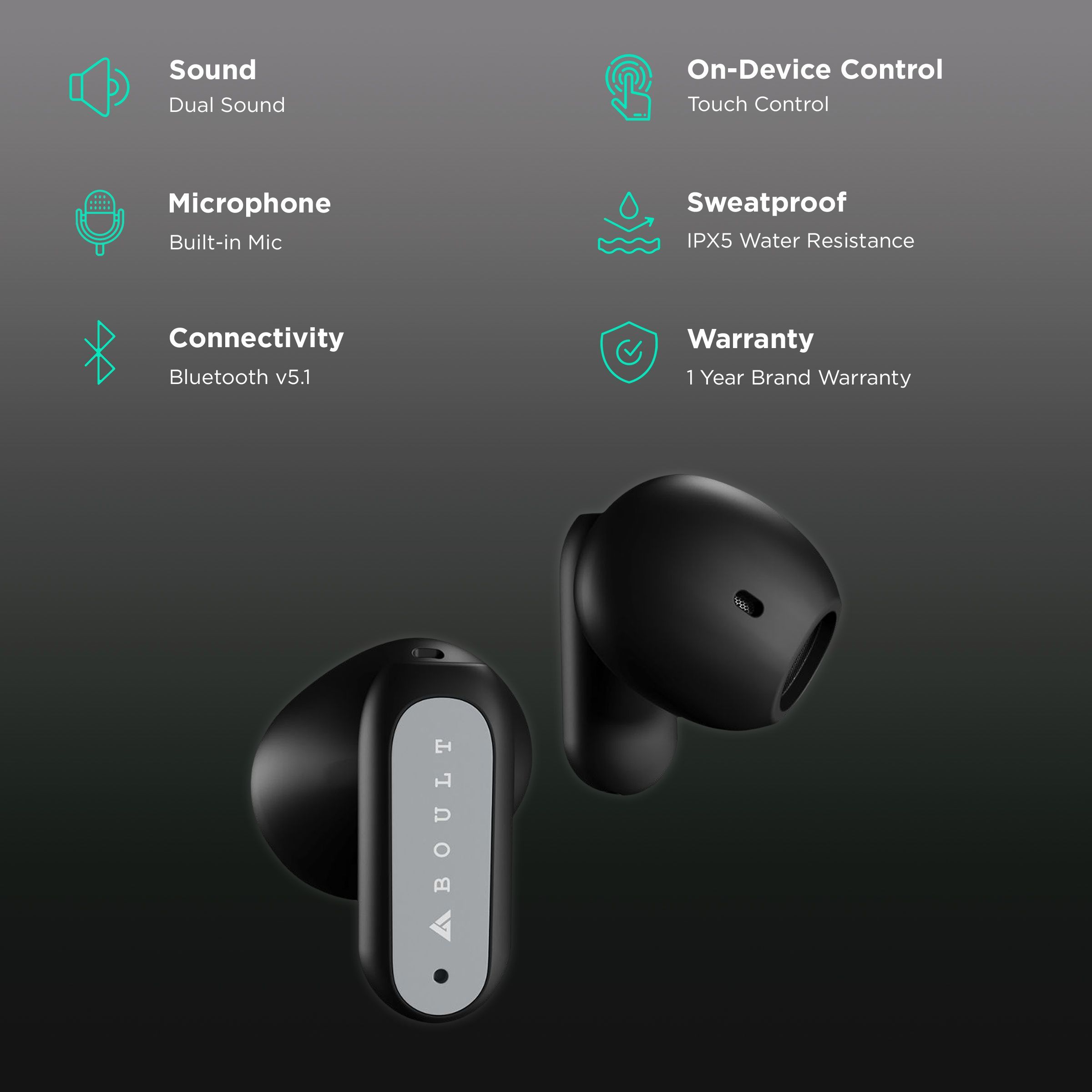 GOBOULT AirBass BA-CR-T1 TWS Earbuds (Water Resistant, Black) GOBOULT AirBass BA-CR-T1 TWS Earbuds (Water Resistant, Black)_2