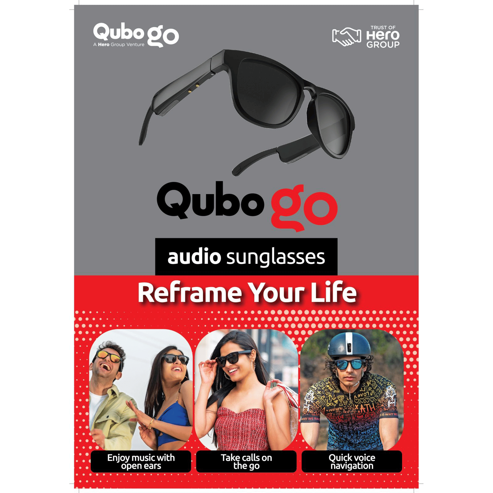 Qubo Go WF-HHF01GRBL1 Audio Sunglass (6 Hours Playback, Black)_6
