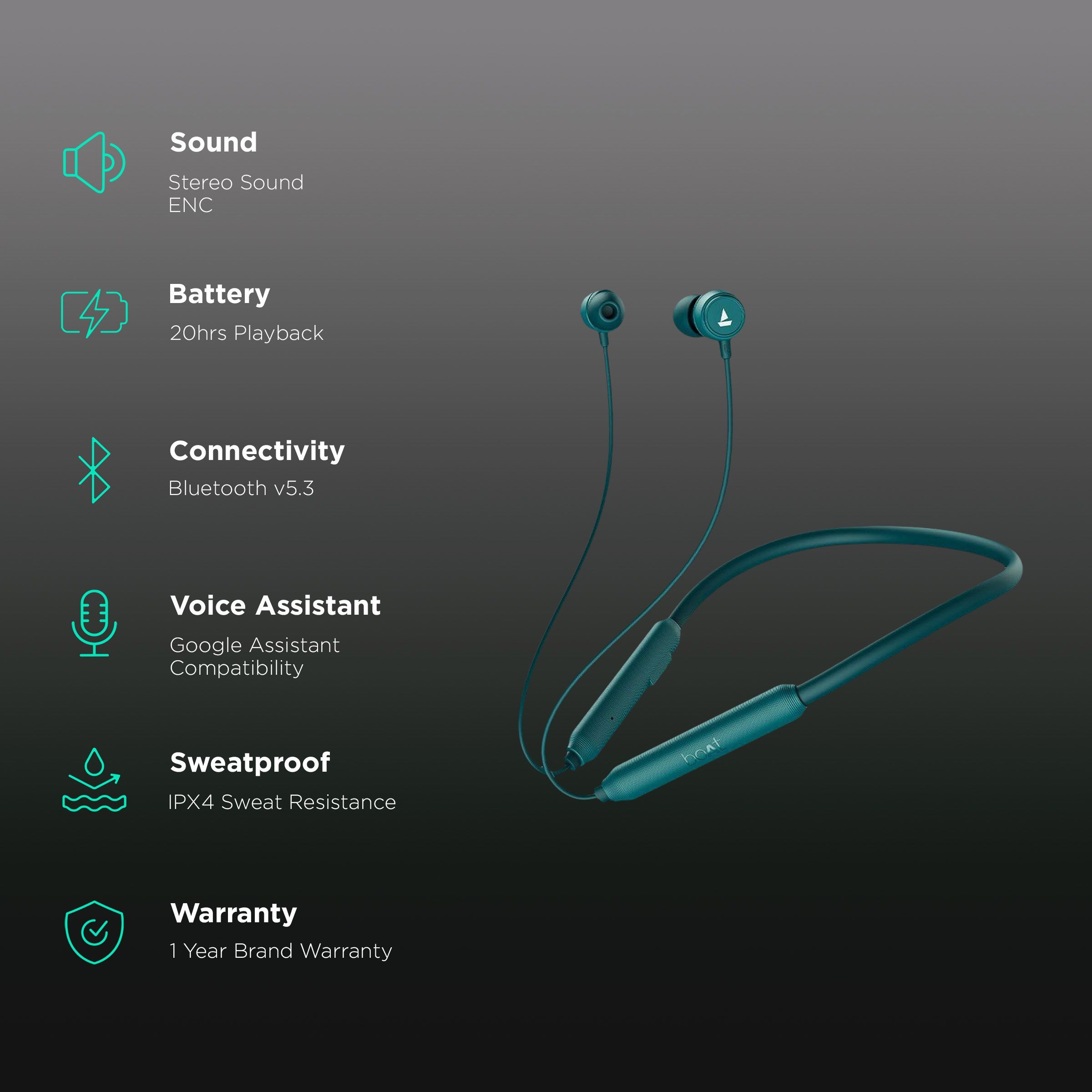 boAt Rockerz 195 Pro Neckband with Environmental Noise Cancellation (IPX4 Water Resistant, Instant 40ms Low Latency Audio, Midnight Cyan) boAt Rockerz 195 Pro Neckband with Environmental Noise Cancellation (IPX4 Water Resistant, Instant 40ms Low Latency Audio, Midnight Cyan)_2