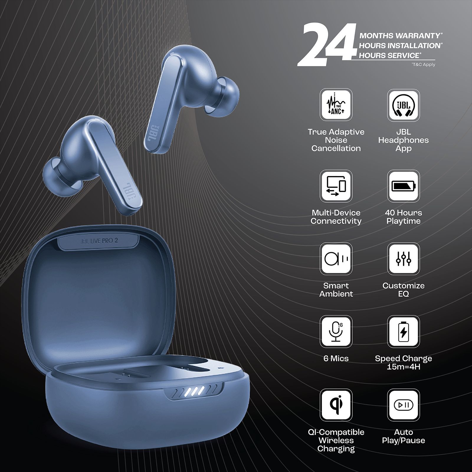 JBL Live Pro 2 TWS Earbuds with Active Noise Cancellation (IPX5 Water Resistant, 40 Hours Playback, Blue)_9