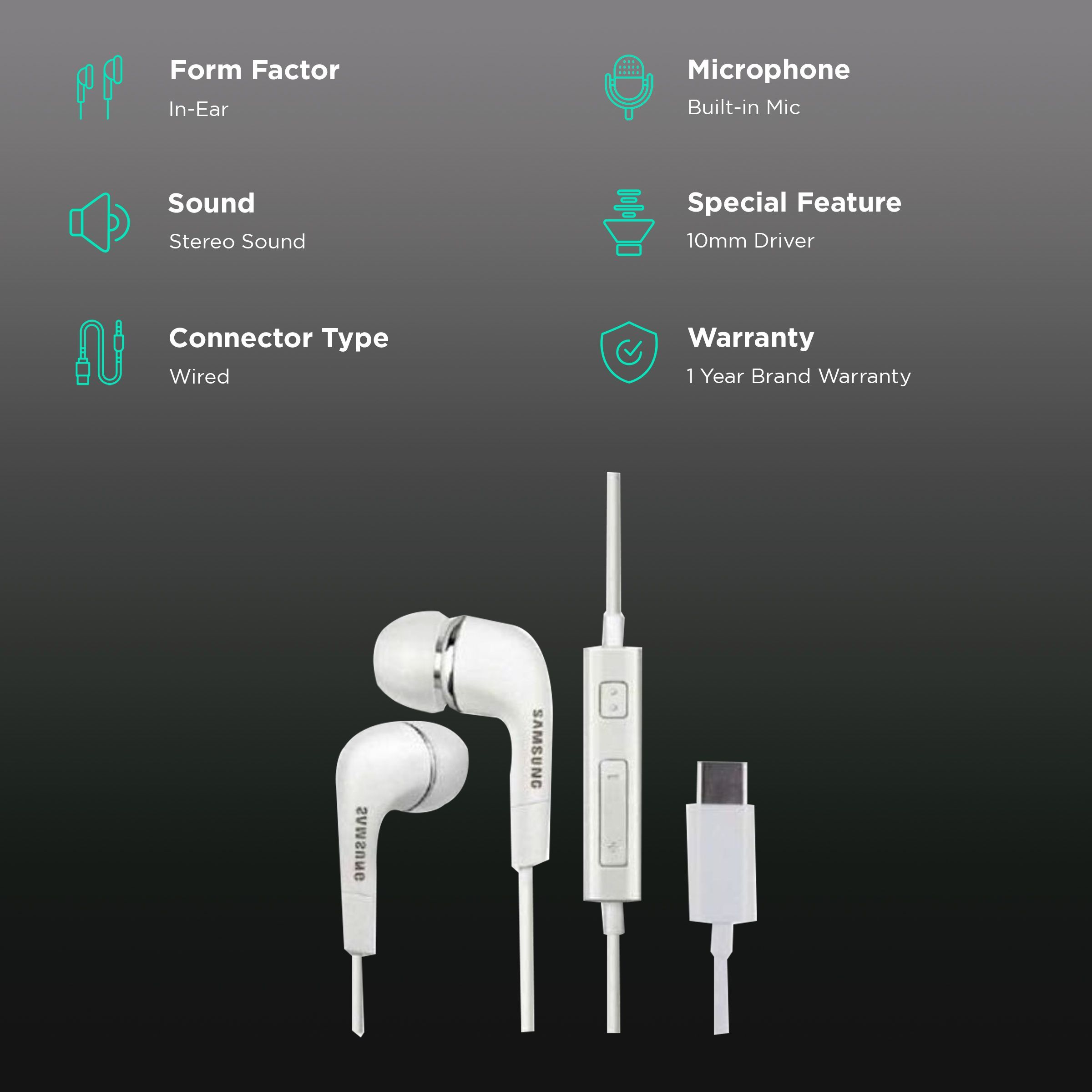 SAMSUNG IC050 In-Ear Wired Earphone with Mic (Type-C Interface Support, EO-IC050BWEGIN, White)_2