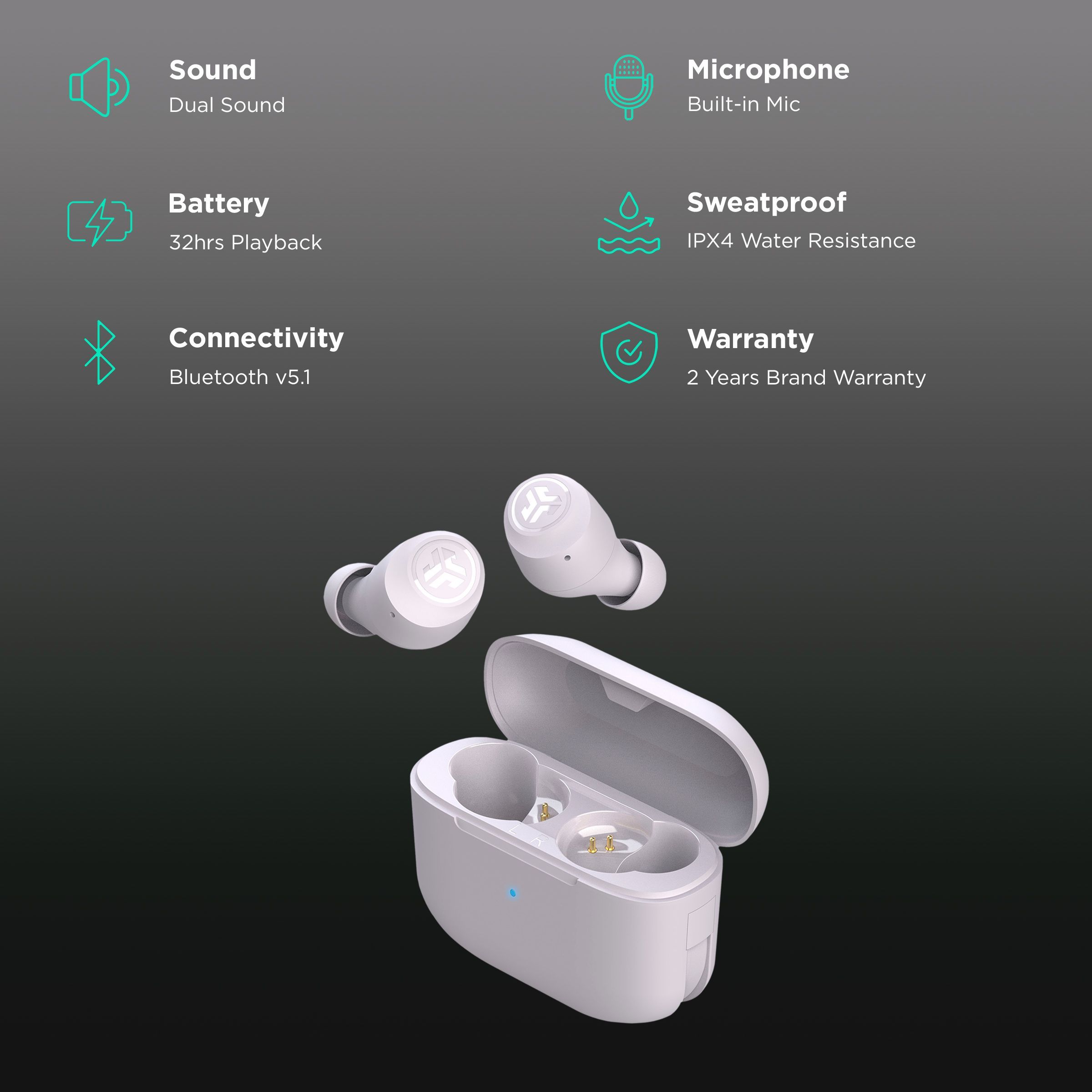 JLAB Go Air Pop IEUEBGAIRPOPRLLC12 TWS Earbuds (IPX4 Sweat & Water Resistant, 32 Hours Playback, Lilac)_2