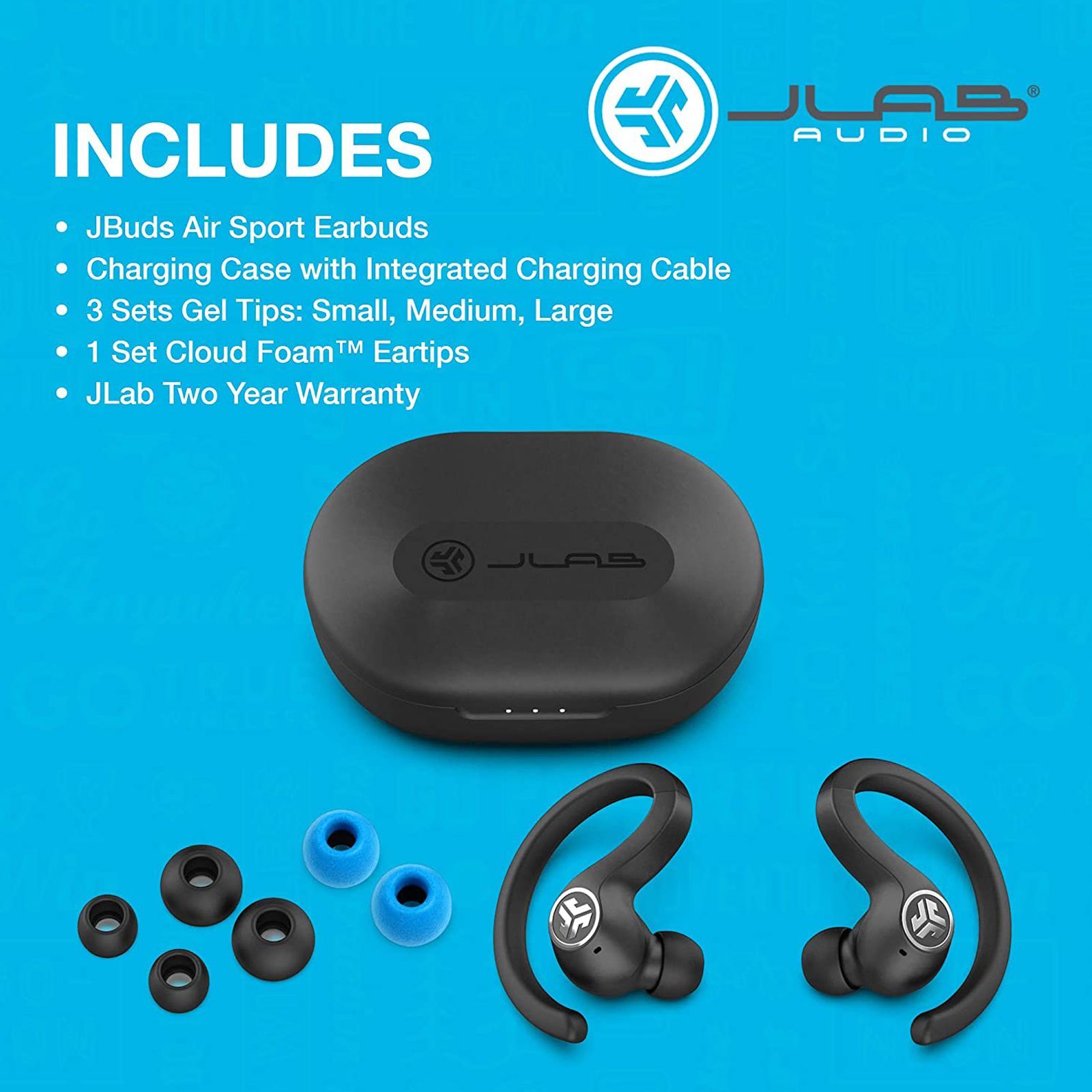 JLAB JBuds Air Sport IEUEBJBAIRSPRTRBLK TWS Earbuds (IP66 Sweat & Water Resistant, 40 Hours Playback, Black)_14