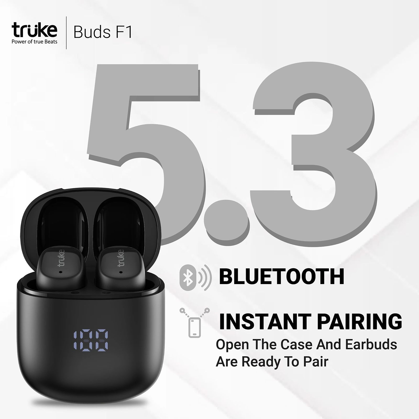 truke Buds F1 B130 TWS Earbuds with Environmental Noise Cancellation (IPX4 Sweat & Water Resistant, 48 Hours Playback, Black)_5