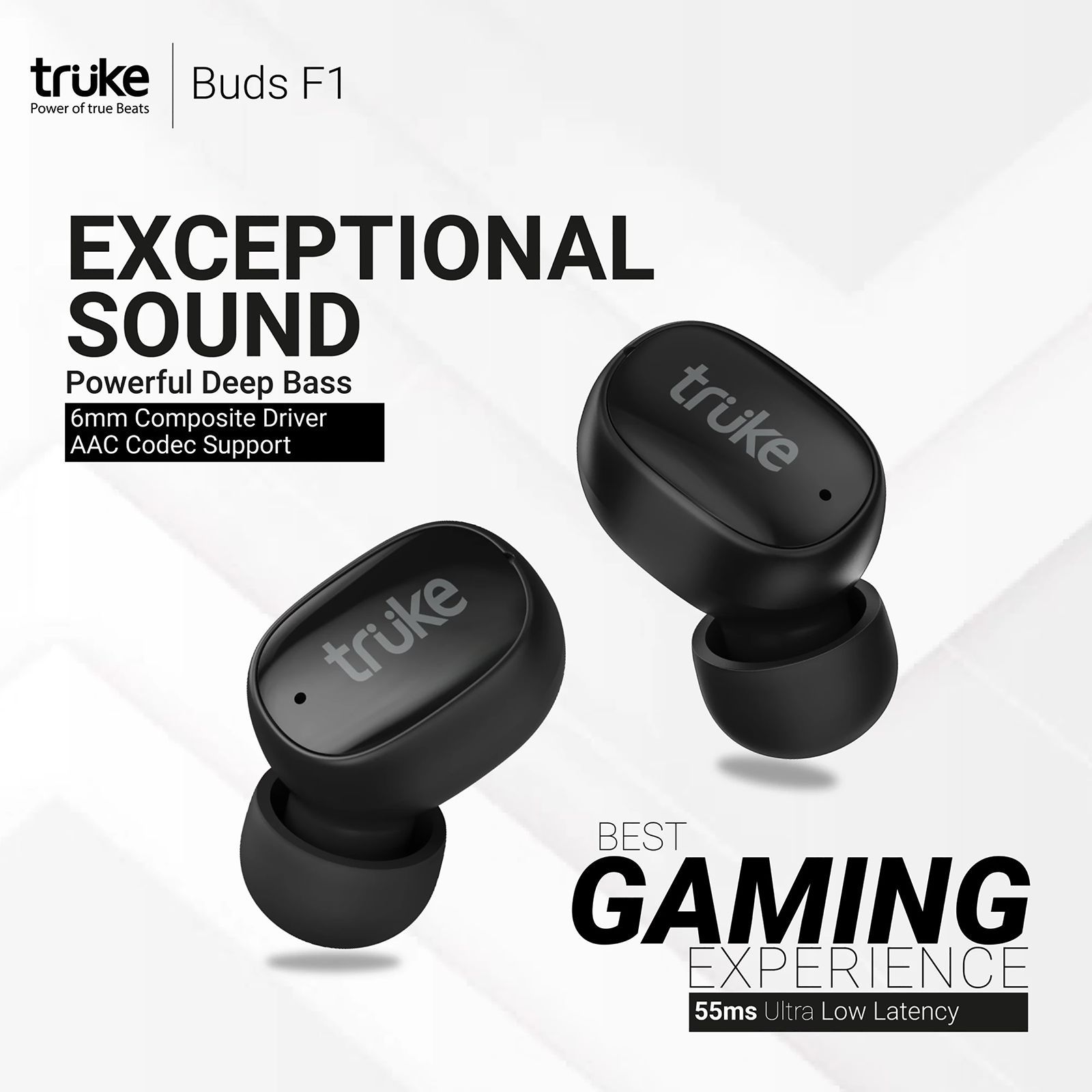 truke Buds F1 B130 TWS Earbuds with Environmental Noise Cancellation (IPX4 Sweat & Water Resistant, 48 Hours Playback, Black)_7