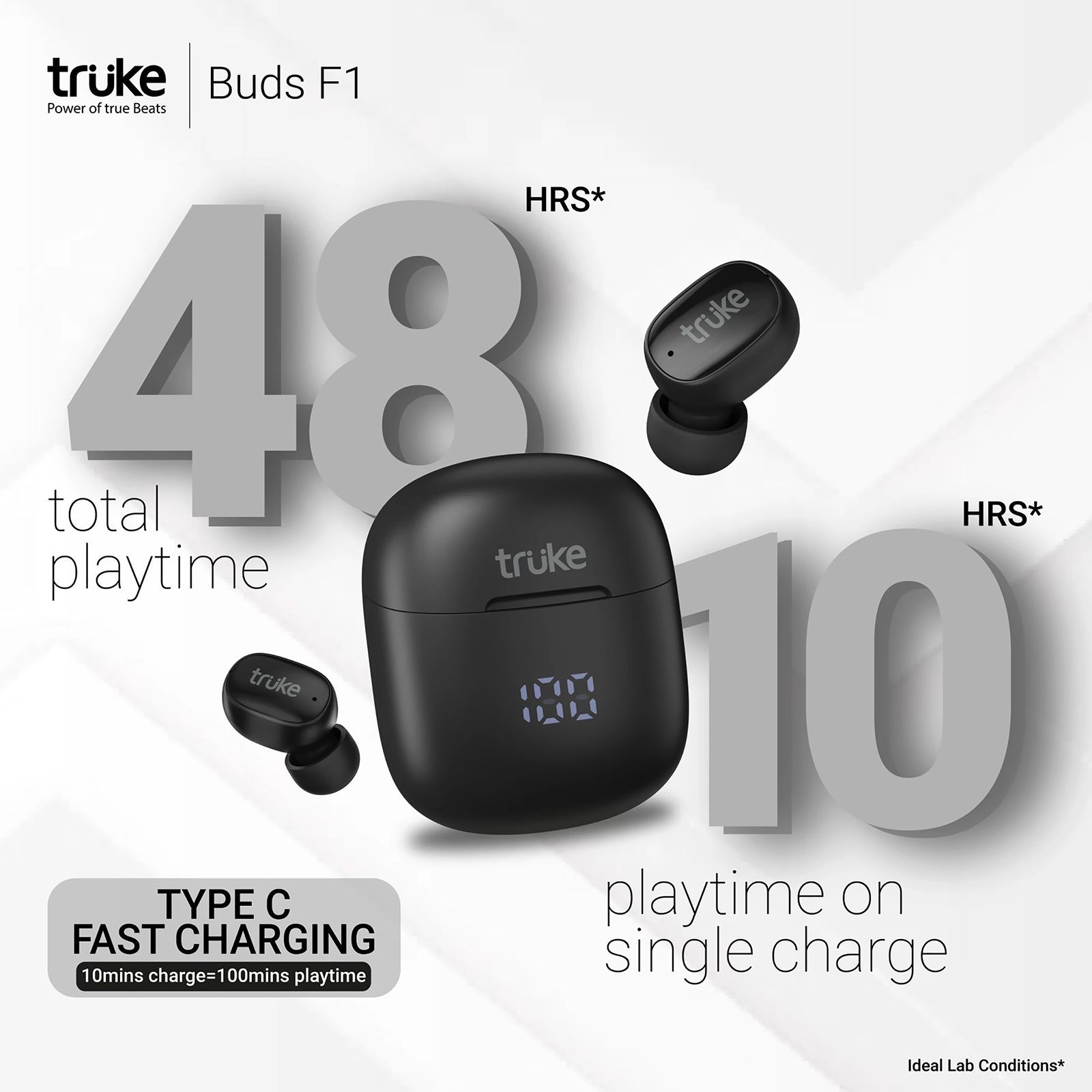 truke Buds F1 B130 TWS Earbuds with Environmental Noise Cancellation (IPX4 Sweat & Water Resistant, 48 Hours Playback, Black)_8