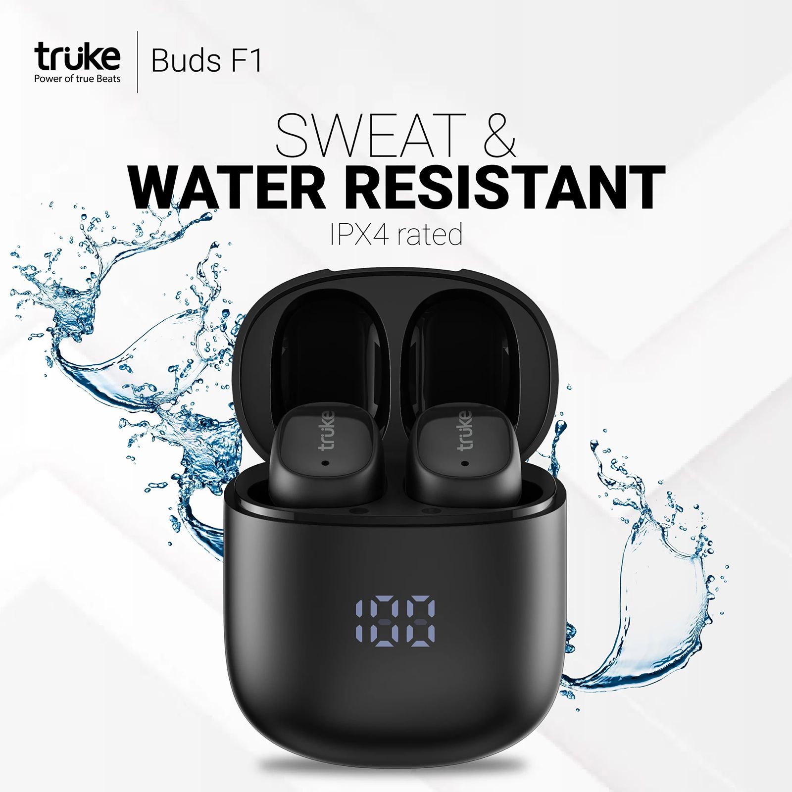 truke Buds F1 B130 TWS Earbuds with Environmental Noise Cancellation (IPX4 Sweat & Water Resistant, 48 Hours Playback, Black)_4