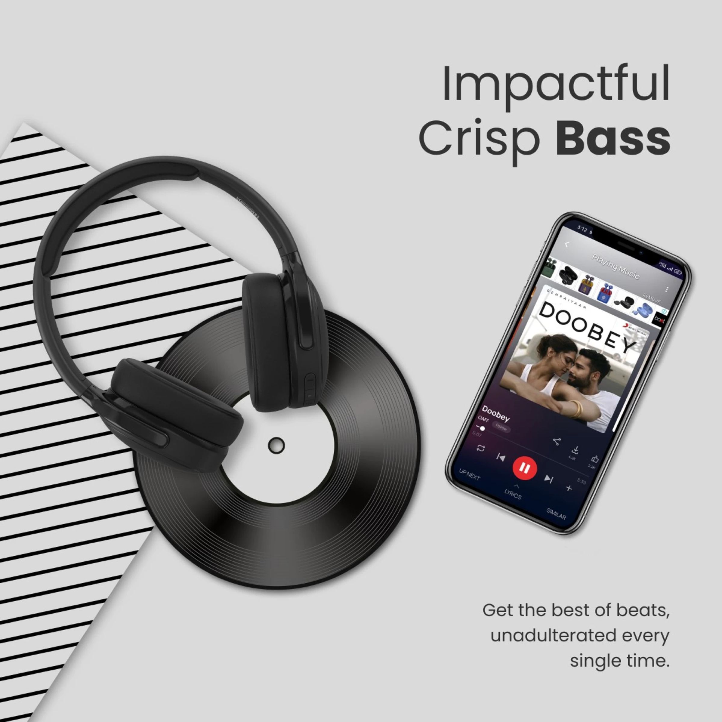 PORTRONICS Muffs A POR-1507 Bluetooth Headphone with Mic (Upto 30 Hours Playback, Over Ear, Black)_6