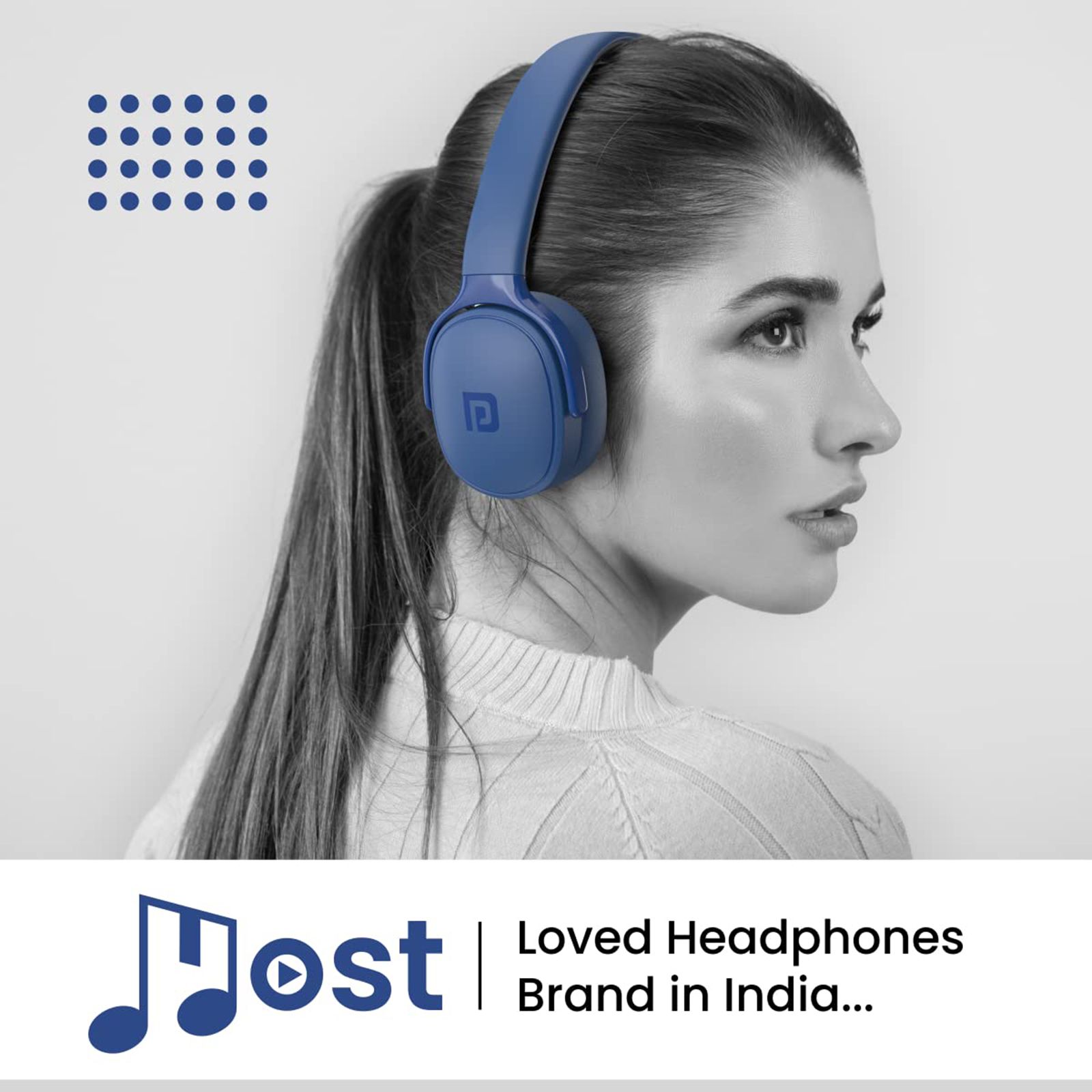 PORTRONICS Muffs A POR-1508 Bluetooth Headphone with Mic (Upto 30 Hours Playback, Over Ear, Blue)_3