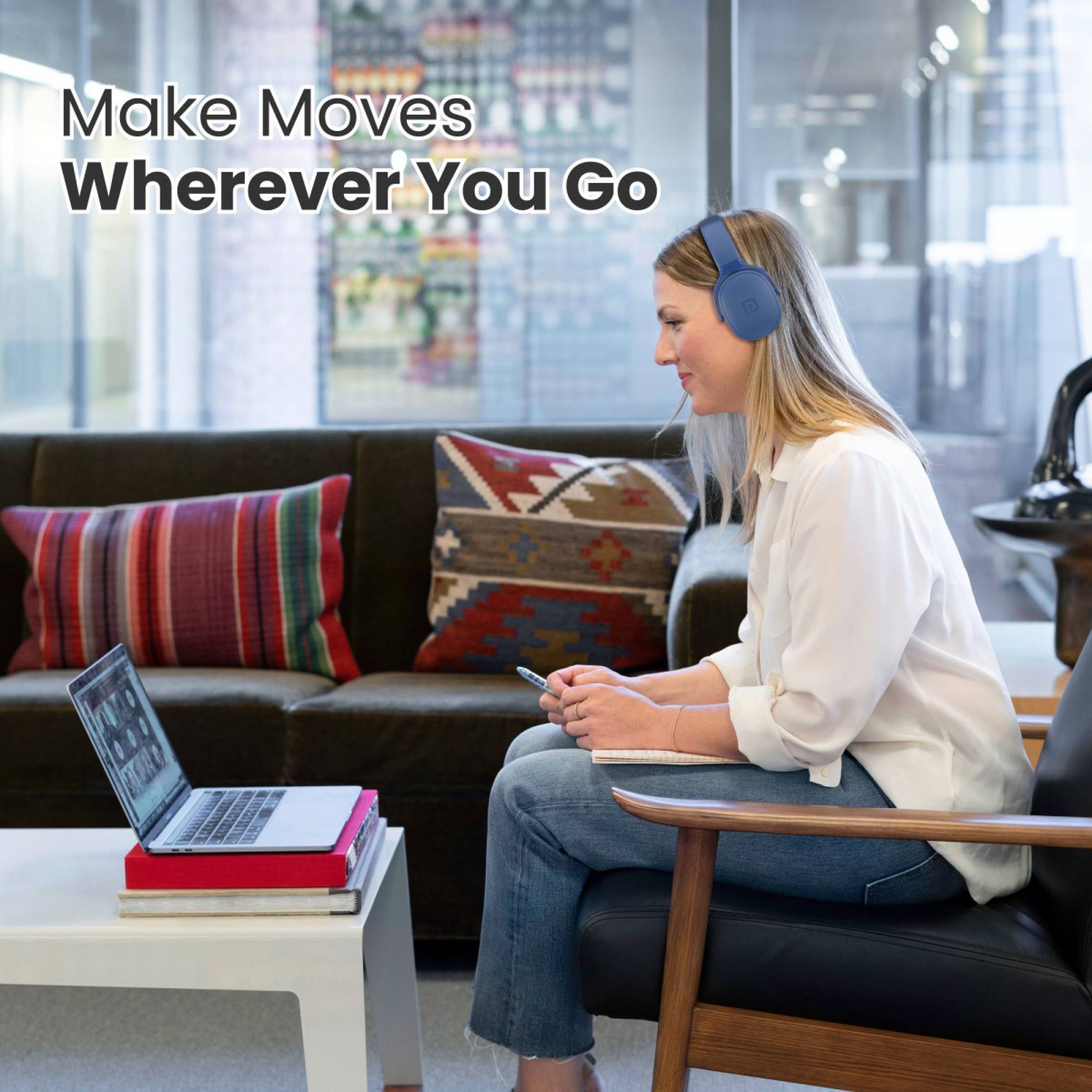 PORTRONICS Muffs A POR-1508 Bluetooth Headphone with Mic (Upto 30 Hours Playback, Over Ear, Blue)_6