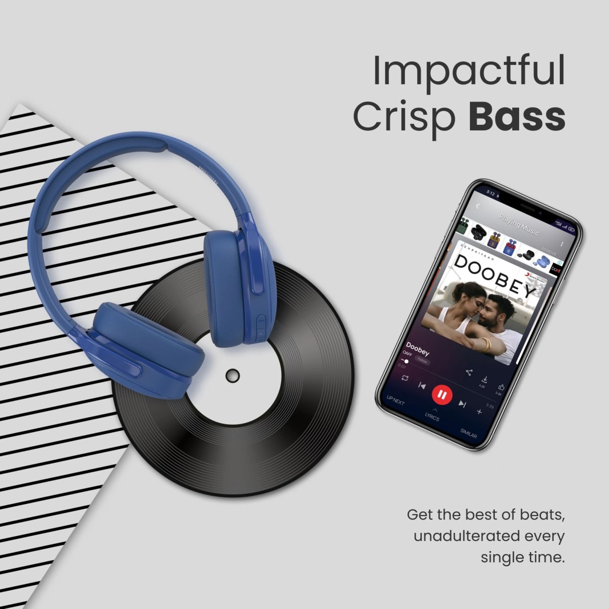 PORTRONICS Muffs A POR-1508 Bluetooth Headphone with Mic (Upto 30 Hours Playback, Over Ear, Blue)_8