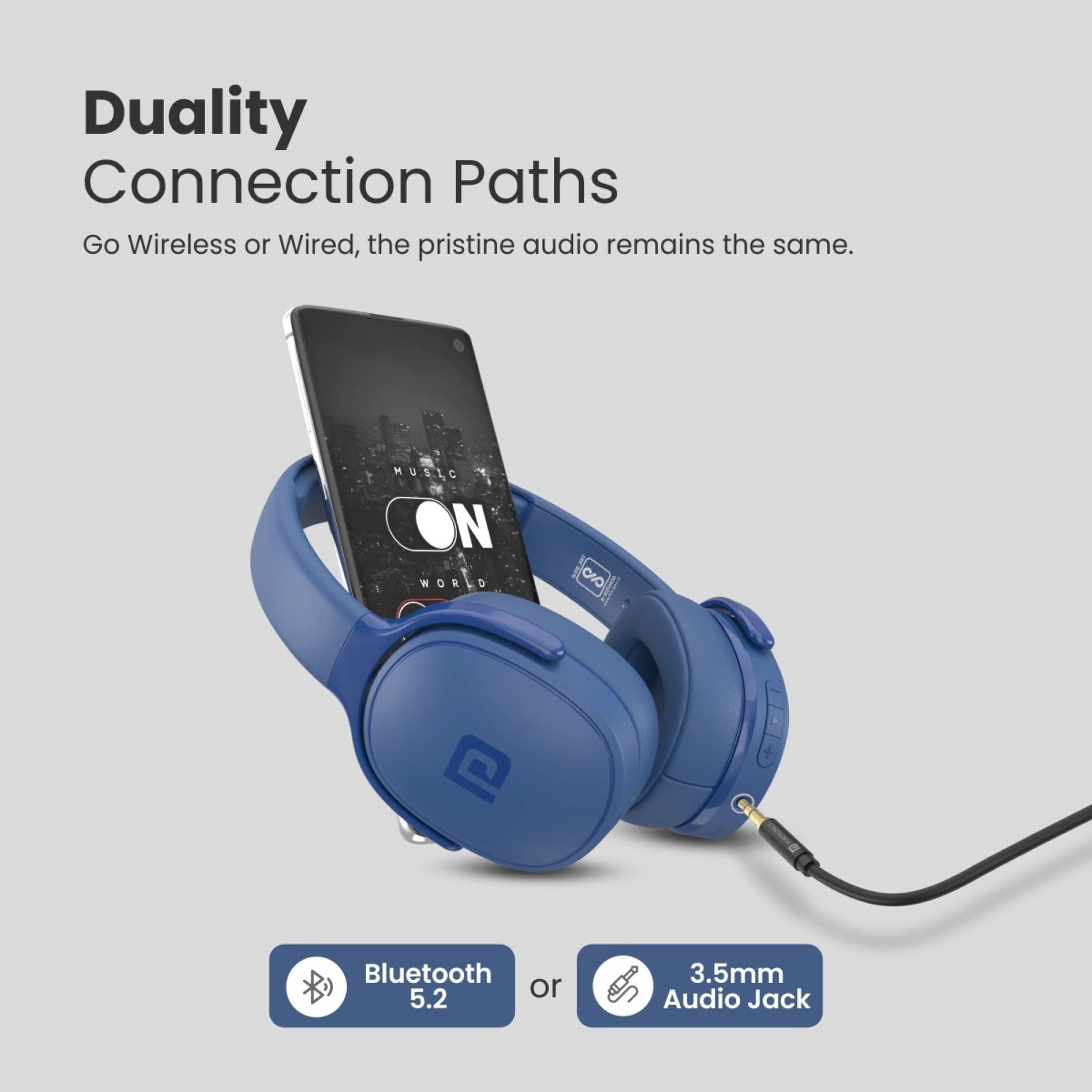 PORTRONICS Muffs A POR-1508 Bluetooth Headphone with Mic (Upto 30 Hours Playback, Over Ear, Blue)_9