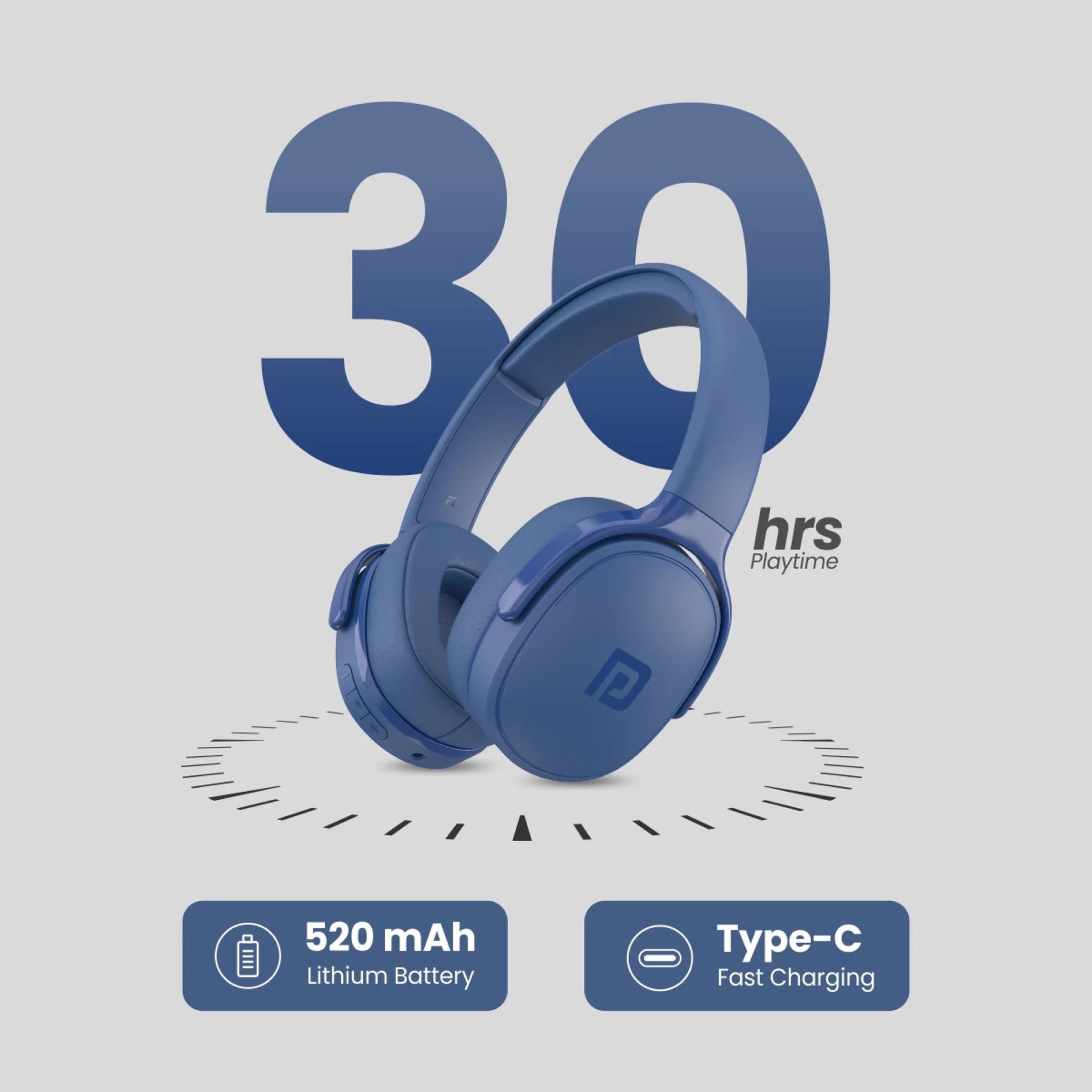 PORTRONICS Muffs A POR-1508 Bluetooth Headphone with Mic (Upto 30 Hours Playback, Over Ear, Blue)_10