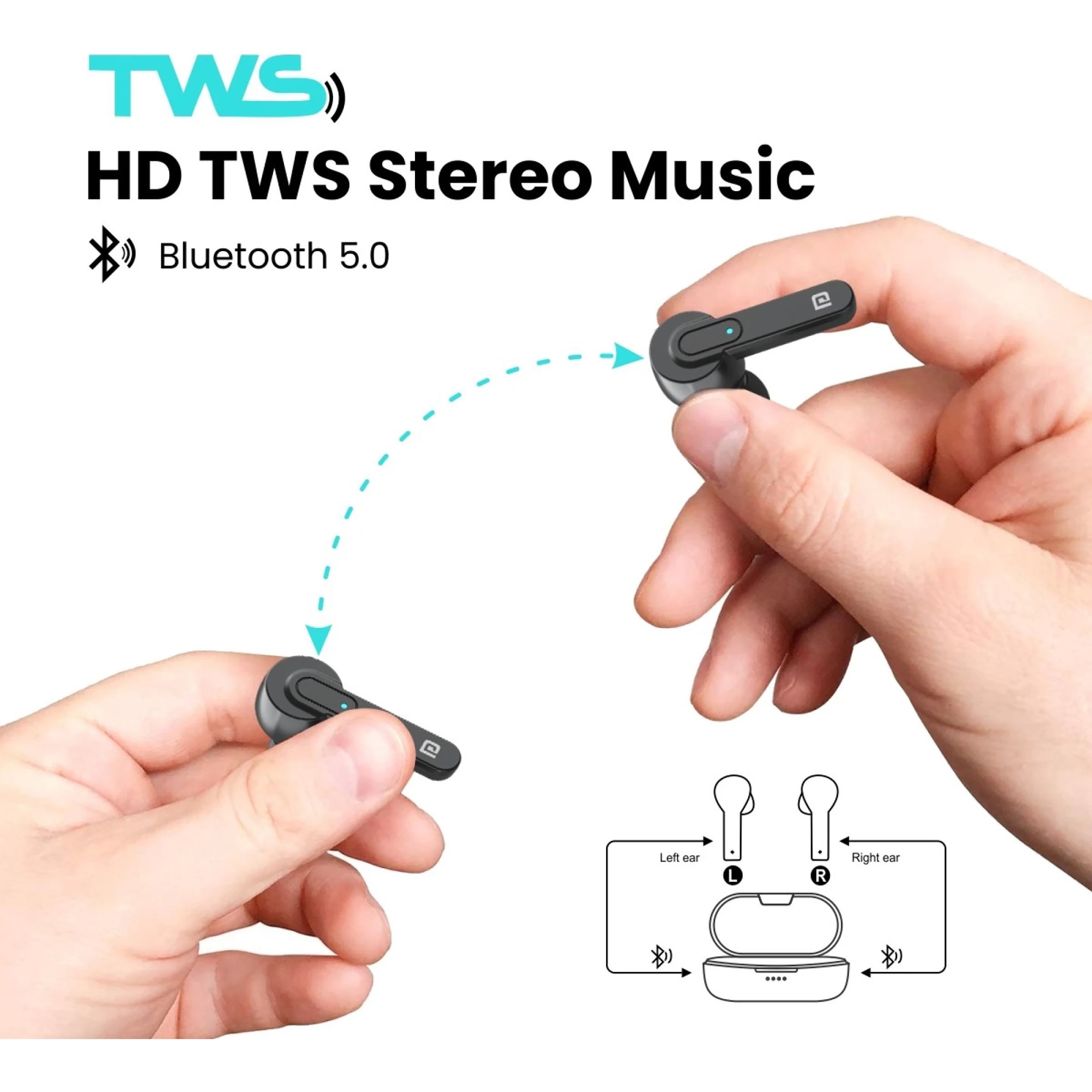 PORTRONICS Harmonics Twins 24 POR-1416 TWS Earbuds (Upto 15 Hours Playback, Black)_7