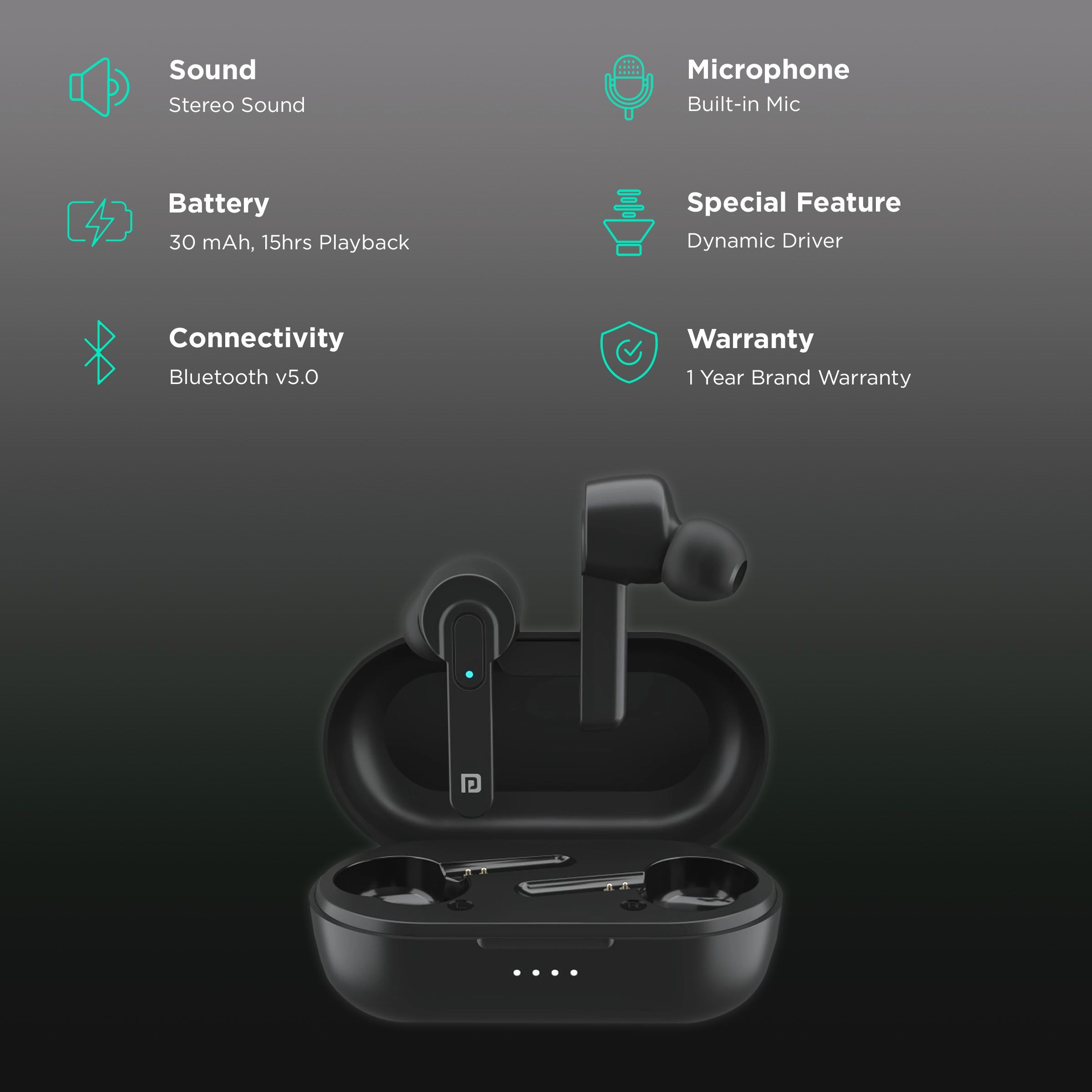 PORTRONICS Harmonics Twins 24 POR-1416 TWS Earbuds (Upto 15 Hours Playback, Black)_2