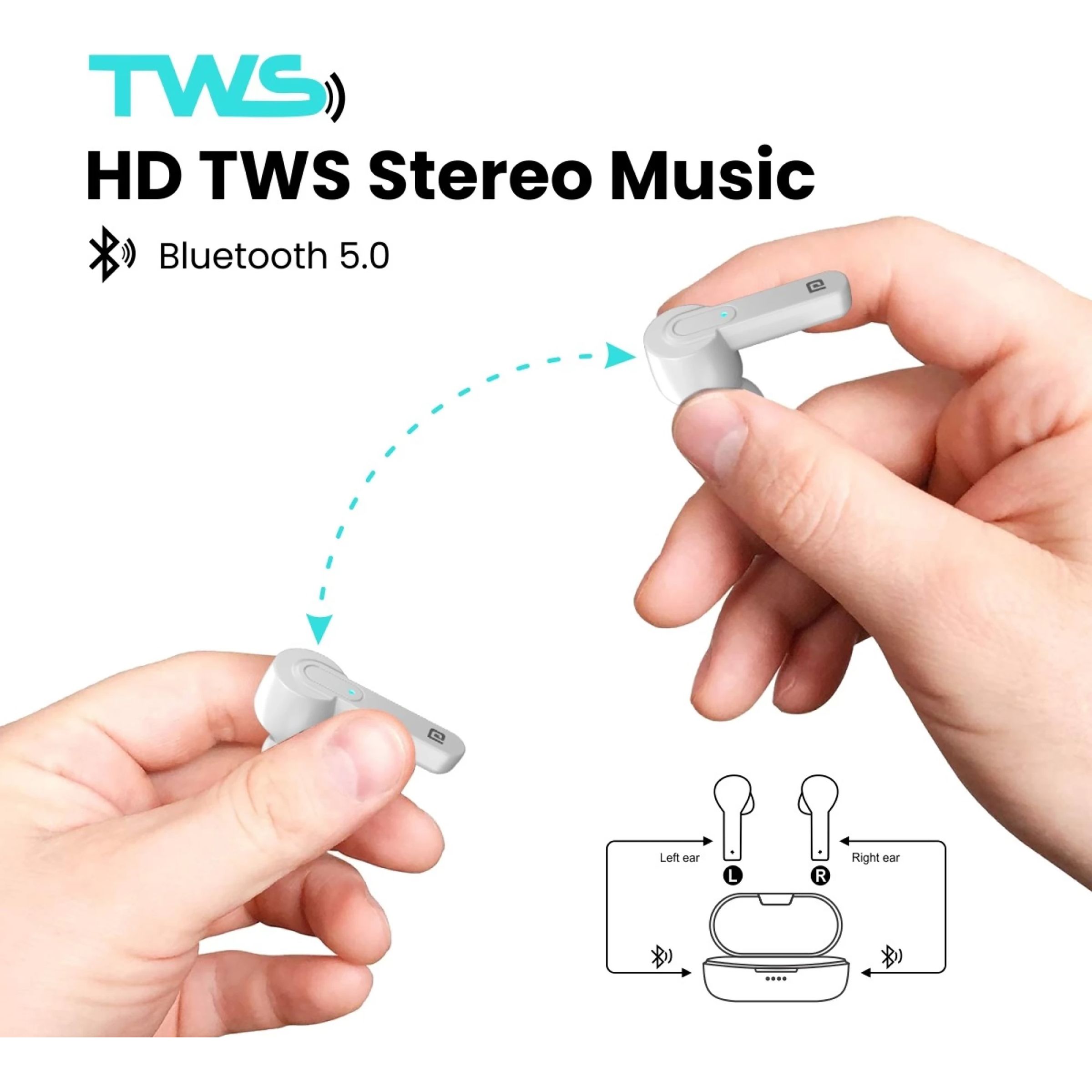 PORTRONICS Harmonics Twins 24 POR-1423 TWS Earbuds (Upto 15 Hours Playback, White)_5