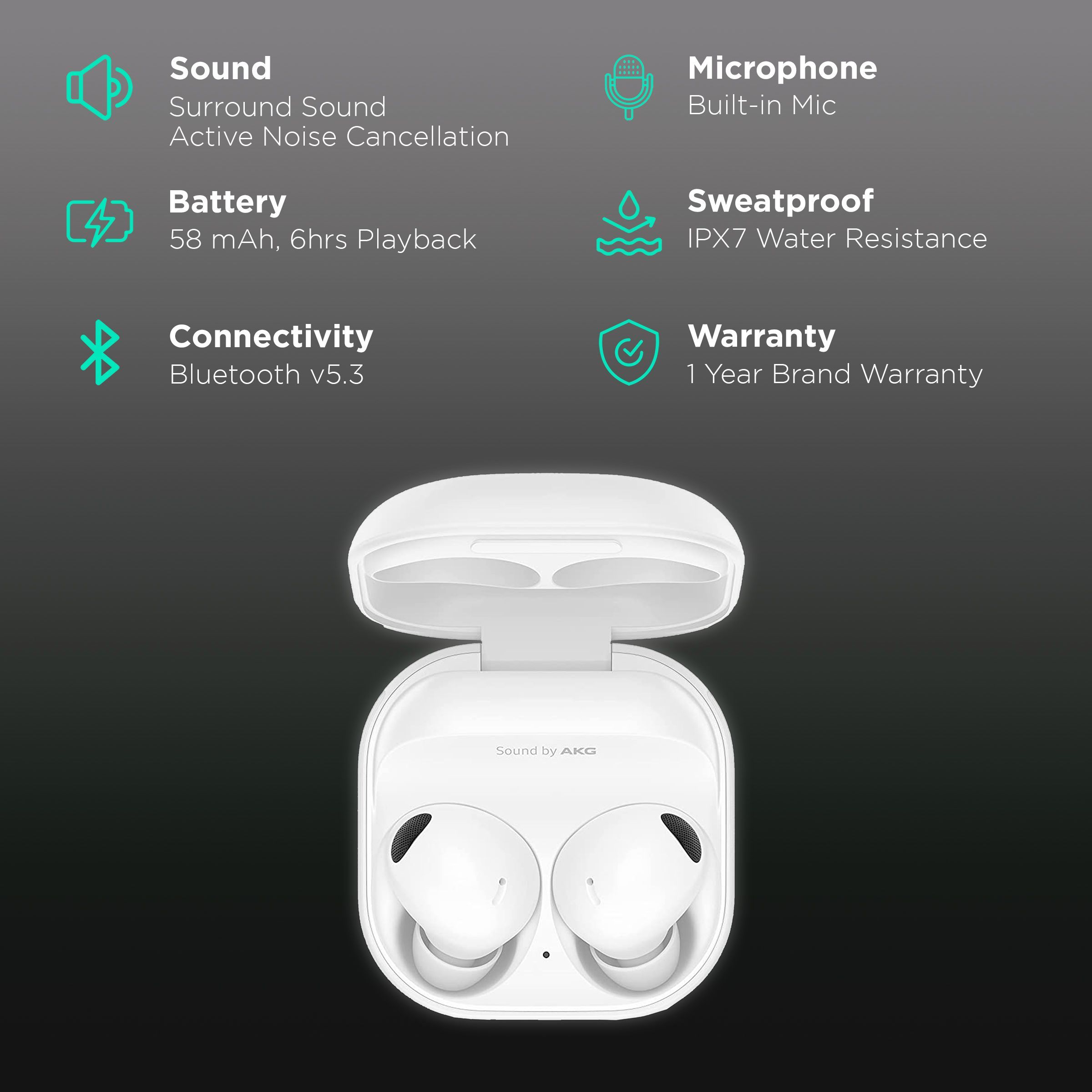SAMSUNG Galaxy Buds2 Pro In-Ear Active Noise Cancellation Truly Wireless Earbuds with Mic (Bluetooth 5.3, IPX7 Water Resistance, R510N, White)_2