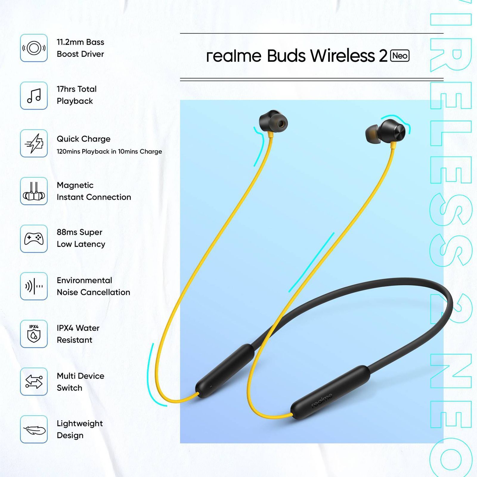realme Buds Wireless 2S RMA2011 Neckband with Environment Noise Cancellation (IPX4 Water Resistant, Powerful Bass, Black)_8