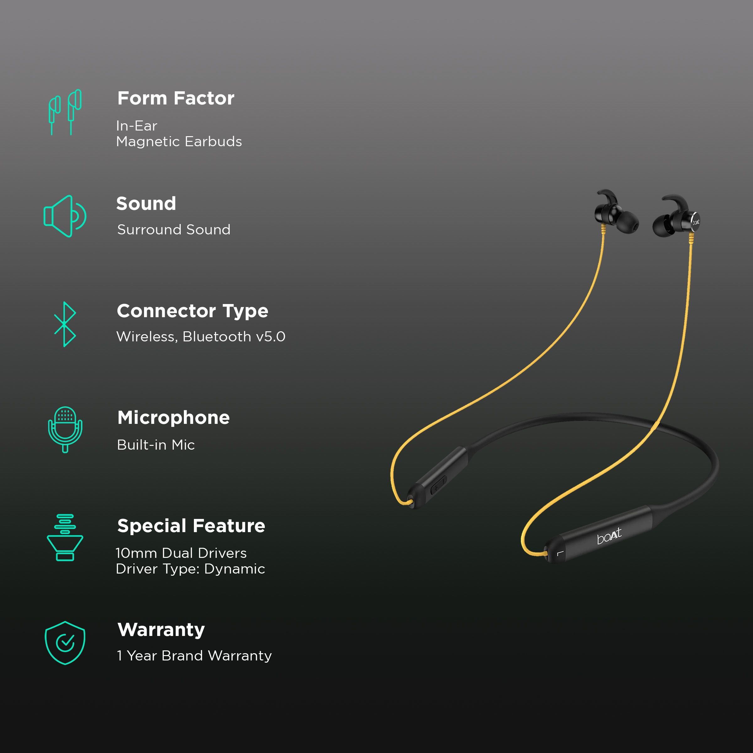 boAt Rockerz 330 Neckband (IPX5 Water Resistant, ASAP Charge, Blazing Yellow)_2