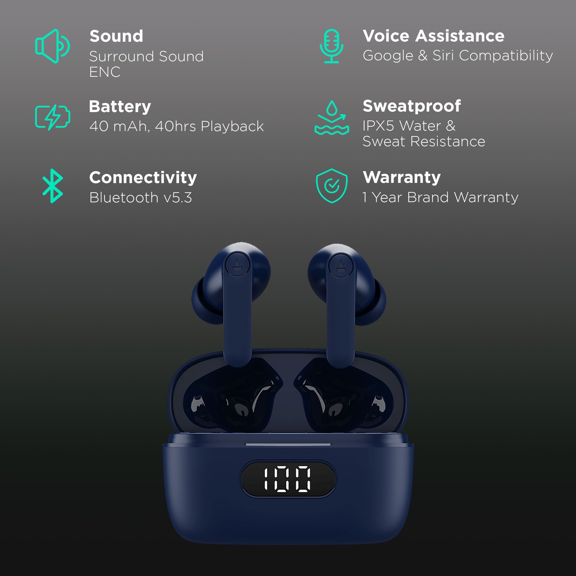 boAt Airdopes 121 Pro TWS Earbuds with Environmental Noise Cancellation Technology (IPX4 Water Resistance, ASAP Charge, Blue)_2