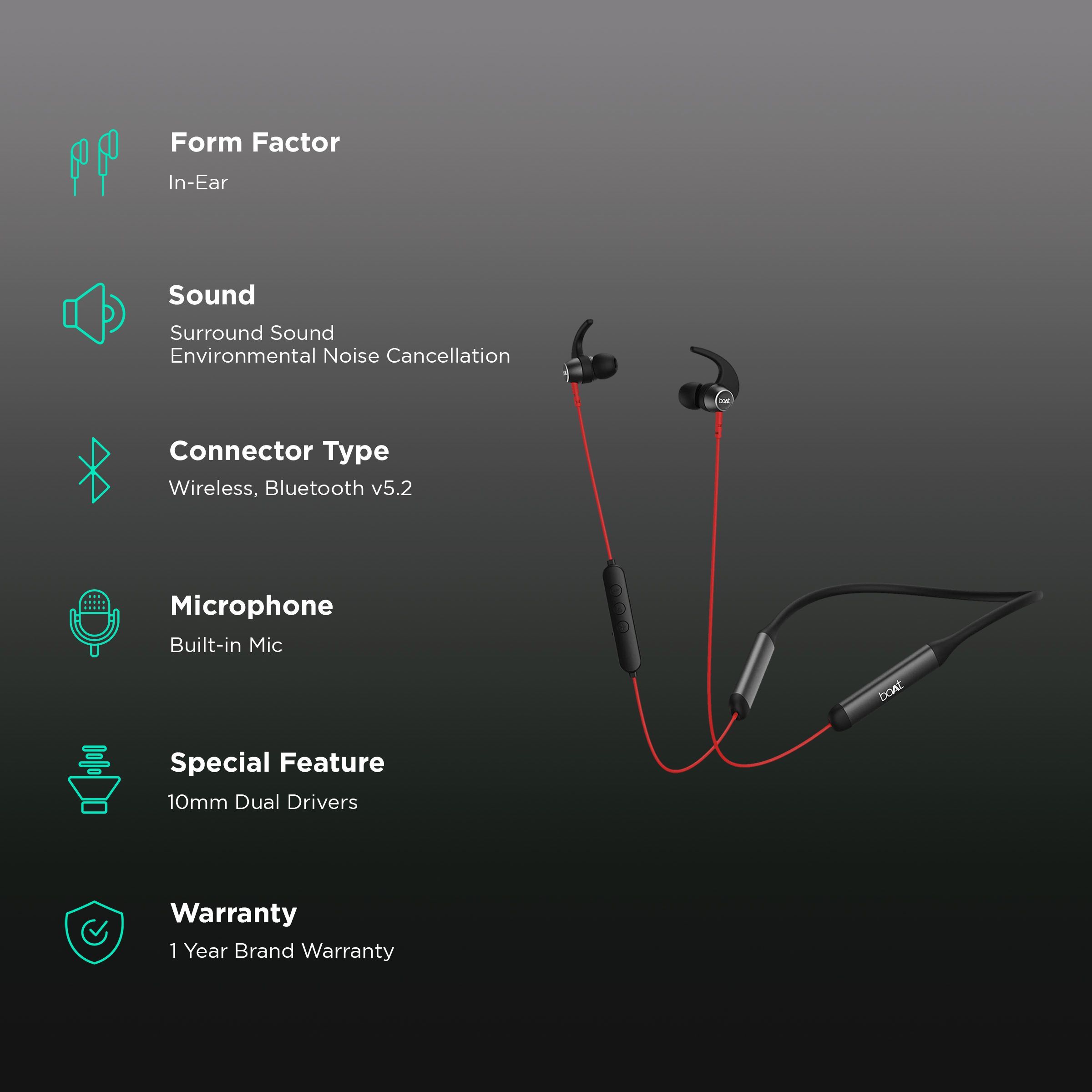 boAt Rockerz 330 Pro Neckband with Environmental Noise Cancellation Technology (IPX5 Water Resistant, ASAP Charge, Red)_2