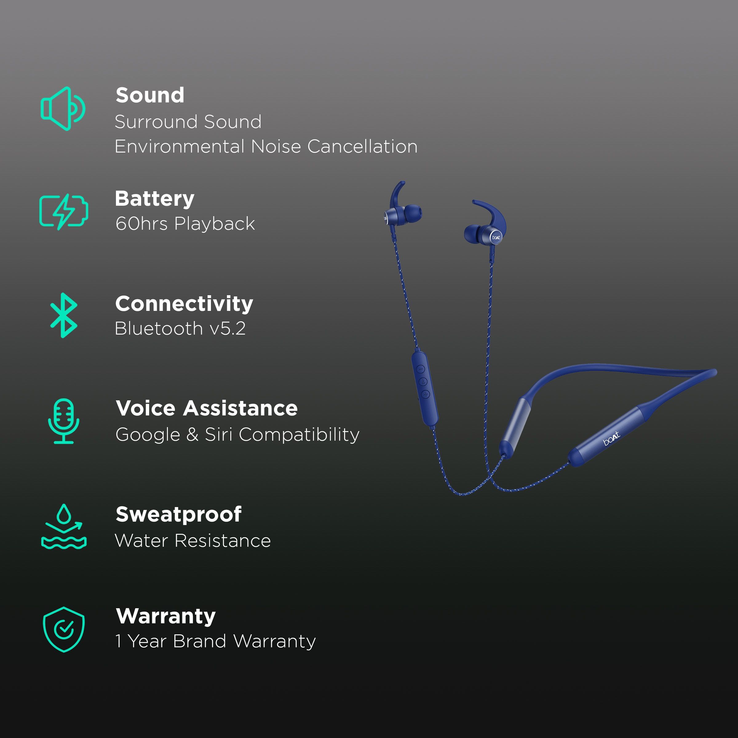 boAt Rockerz 333 Pro Neckband with Environmental Noise Cancellation Technology (IPX5 Water Resistant, ASAP Charge, Navy Blue)_2