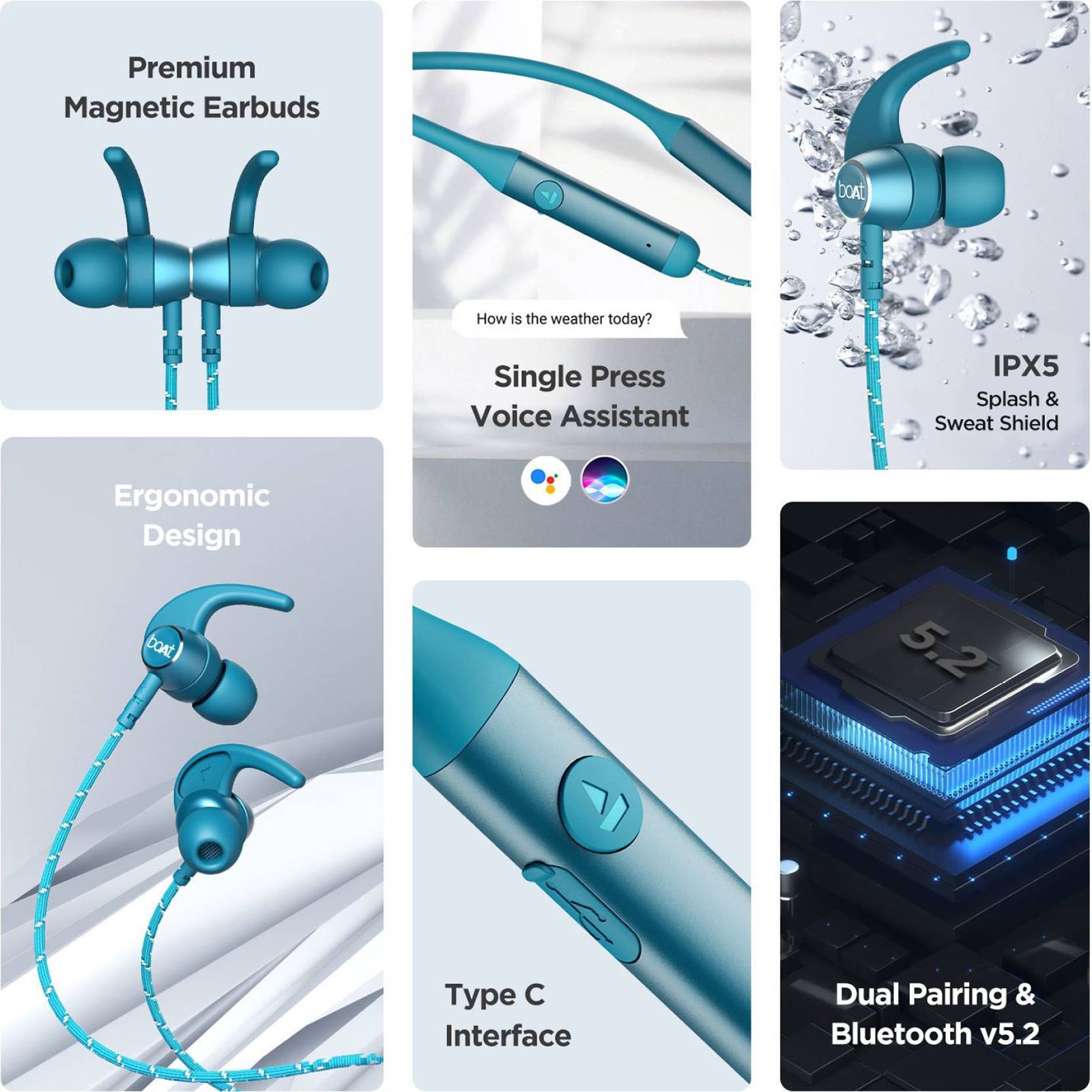 boAt Rockerz 333 Neckband (IPX5 Splash & Sweat Shield, ASAP Charge, Teal Green)_11
