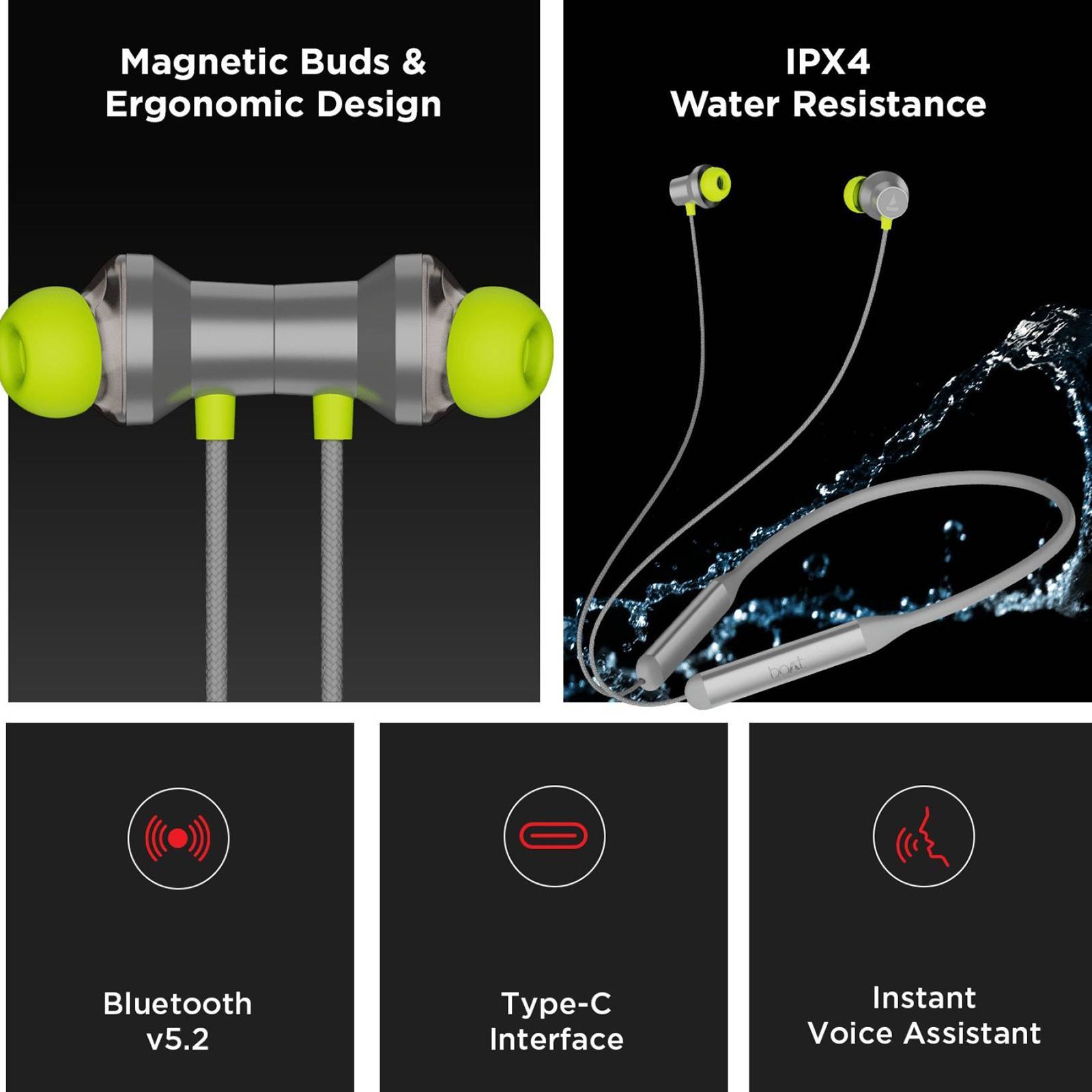 boAt Rockerz 333 Neckband with Active Noise Cancellation (IPX4 Water Resistance, Sweatproof, DIRAC Opteo Technology, Moon Grey)_6