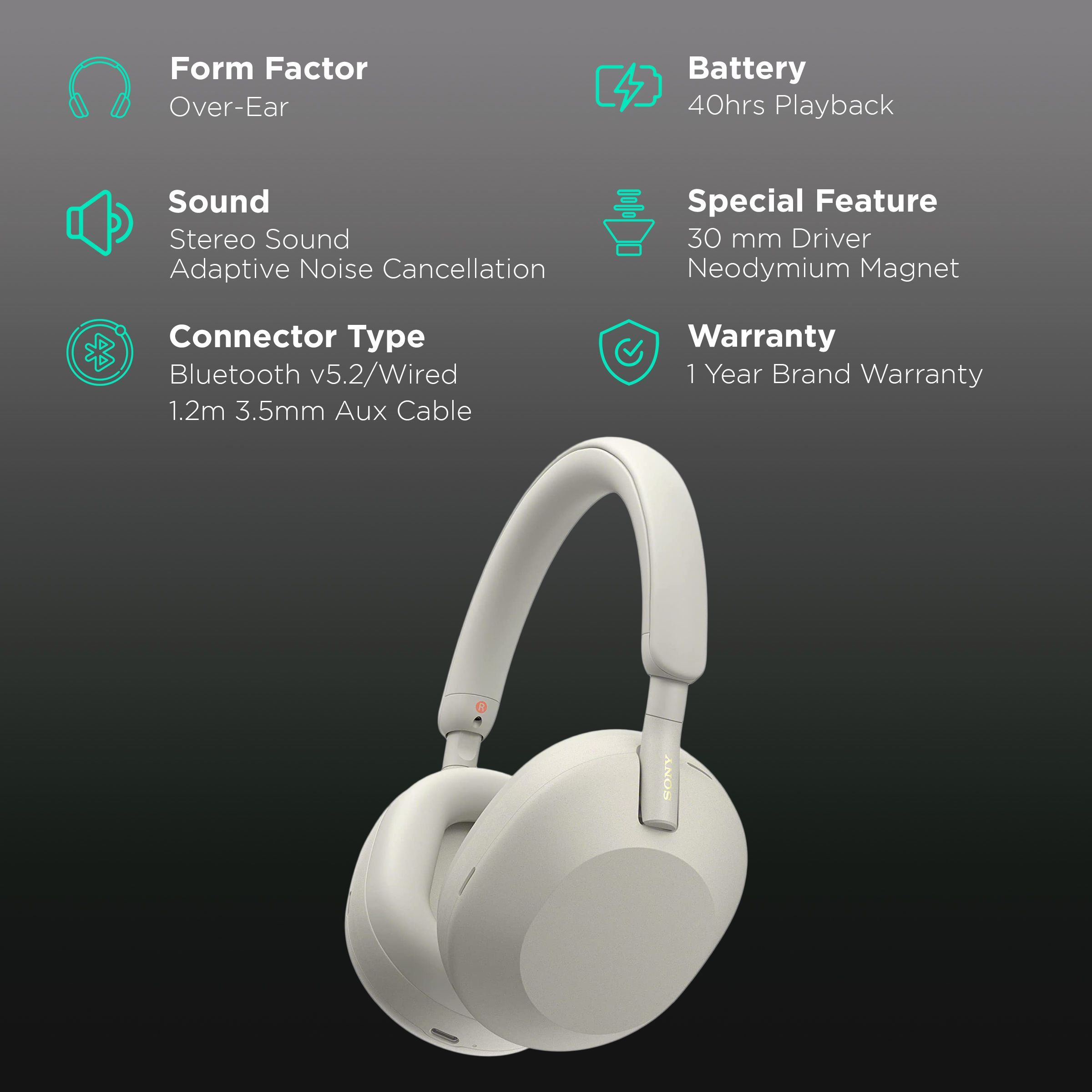 SONY WH-1000XM5 Bluetooth Headphone with Mic (Auto Noise Cancelling Optimizer, Over Ear, Silver)_2
