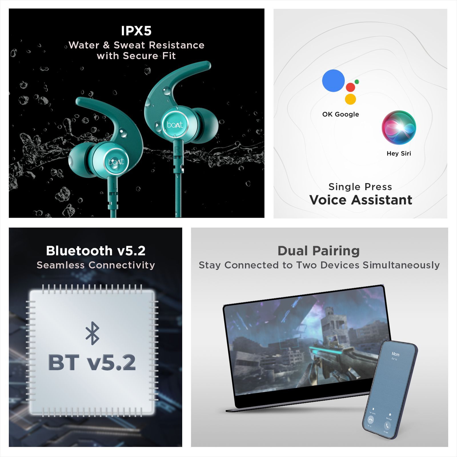 boAt Rockerz 238 Pro Neckband (IPX5 Water Resistant, Fast Charging, Teal Green)_7