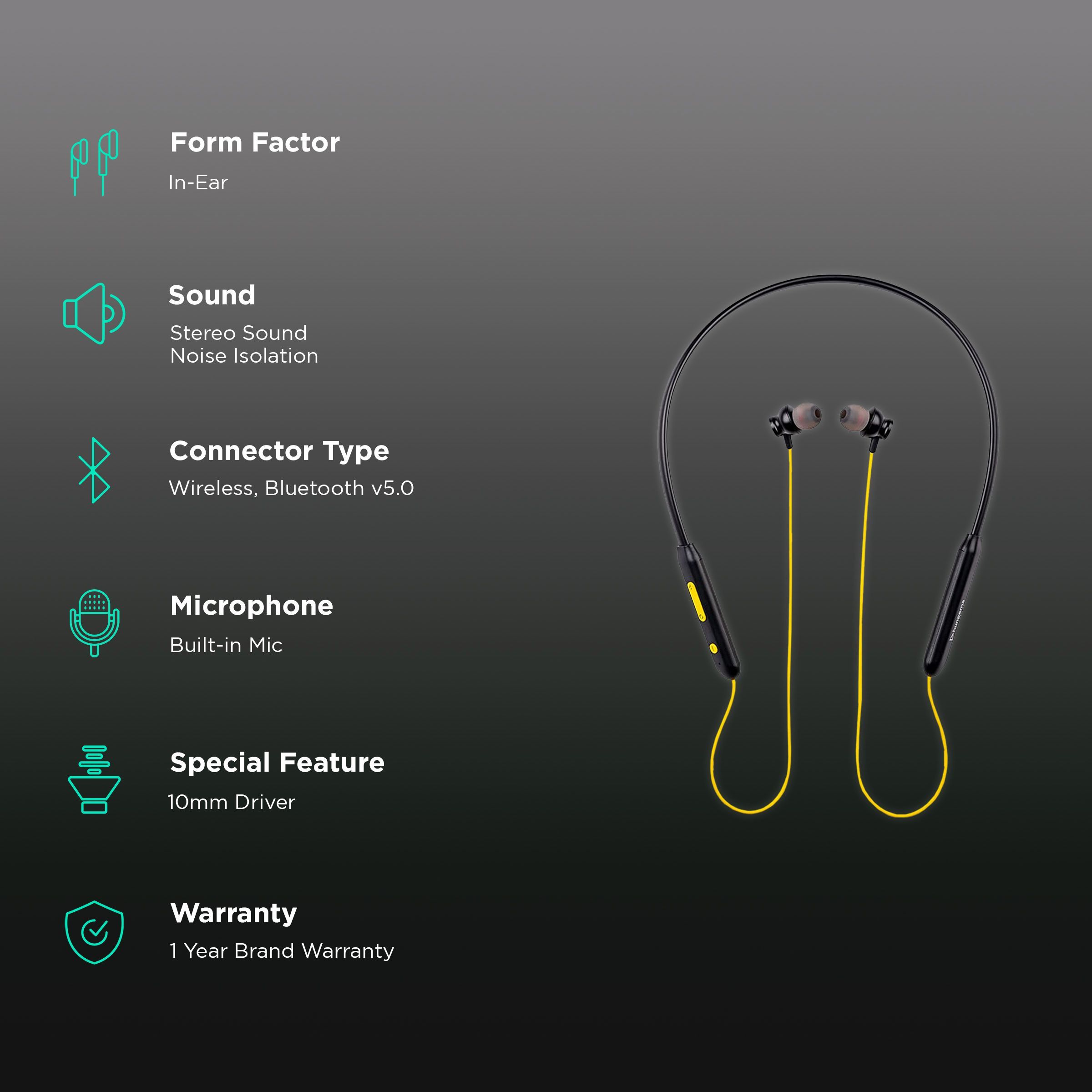 Hungama HiLife Jump 201 Neckband with Noise Isolation (IPX5 Water Resistant, Upto 11 Hours Playback, Black)_2