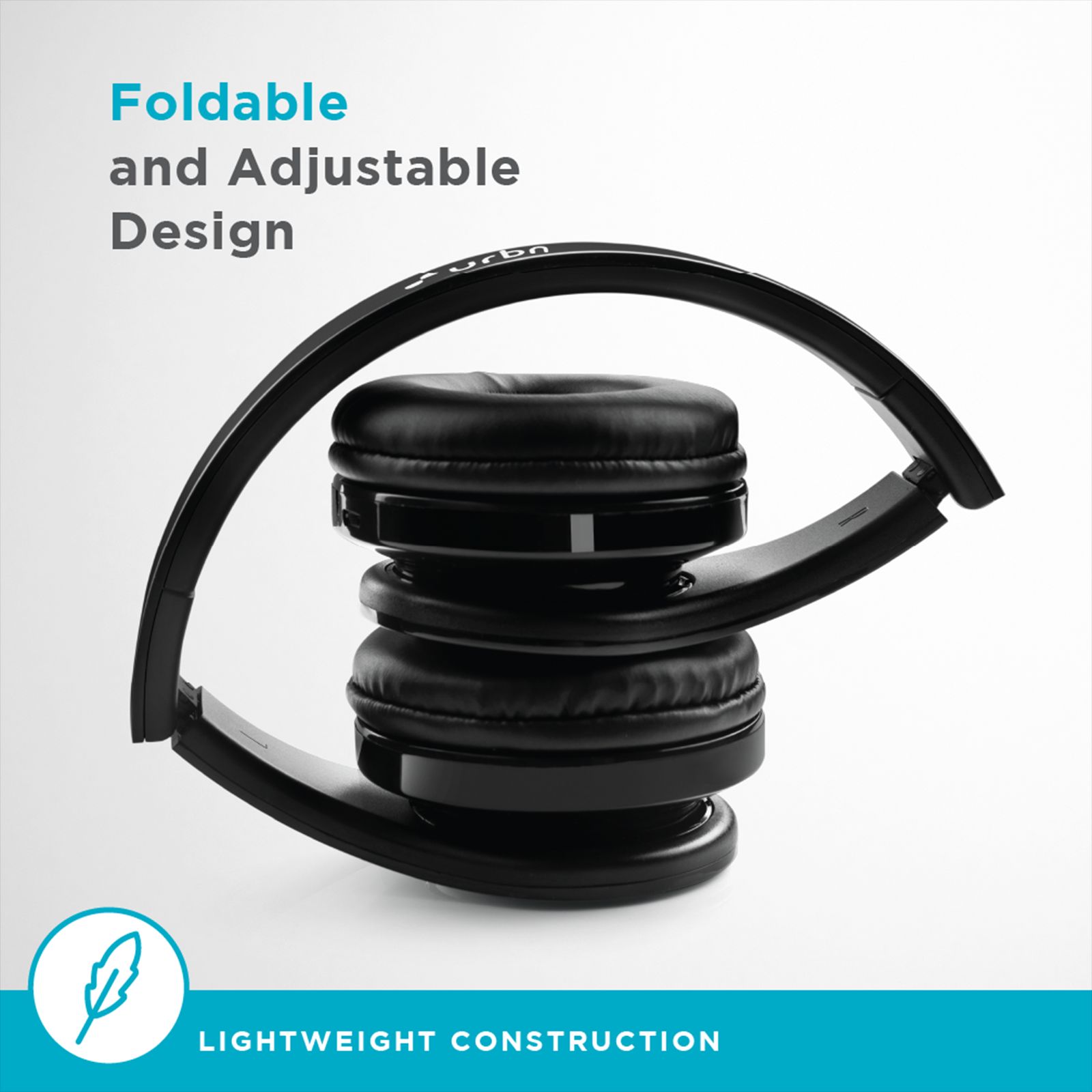 urbn Thump 300 Bluetooth Headphone with Mic (Upto16 Hours Playtime, On Ear, Black)_6