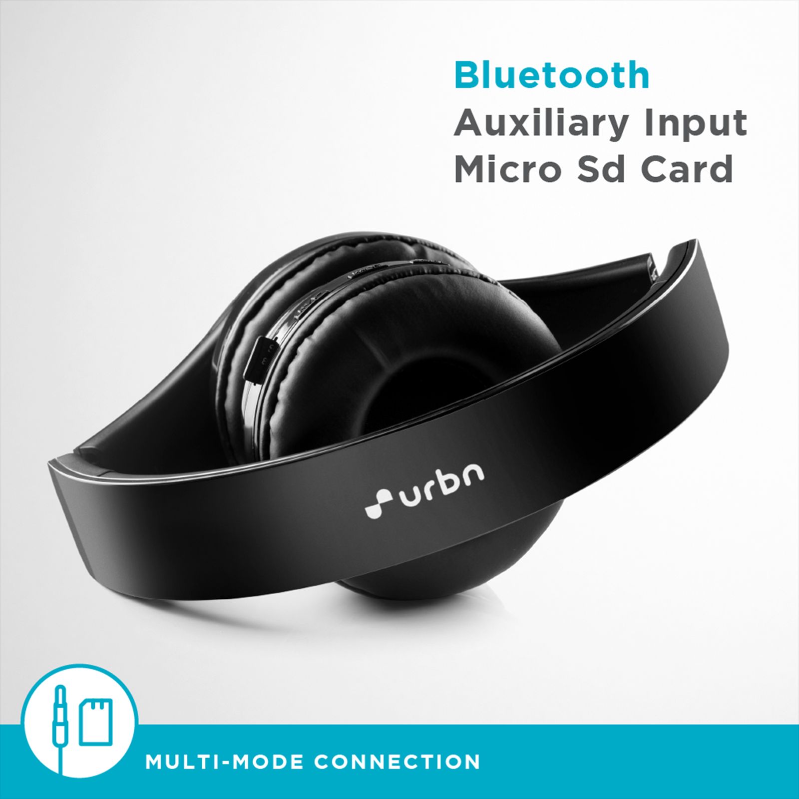 urbn Thump 300 Bluetooth Headphone with Mic (Upto16 Hours Playtime, On Ear, Black)_7