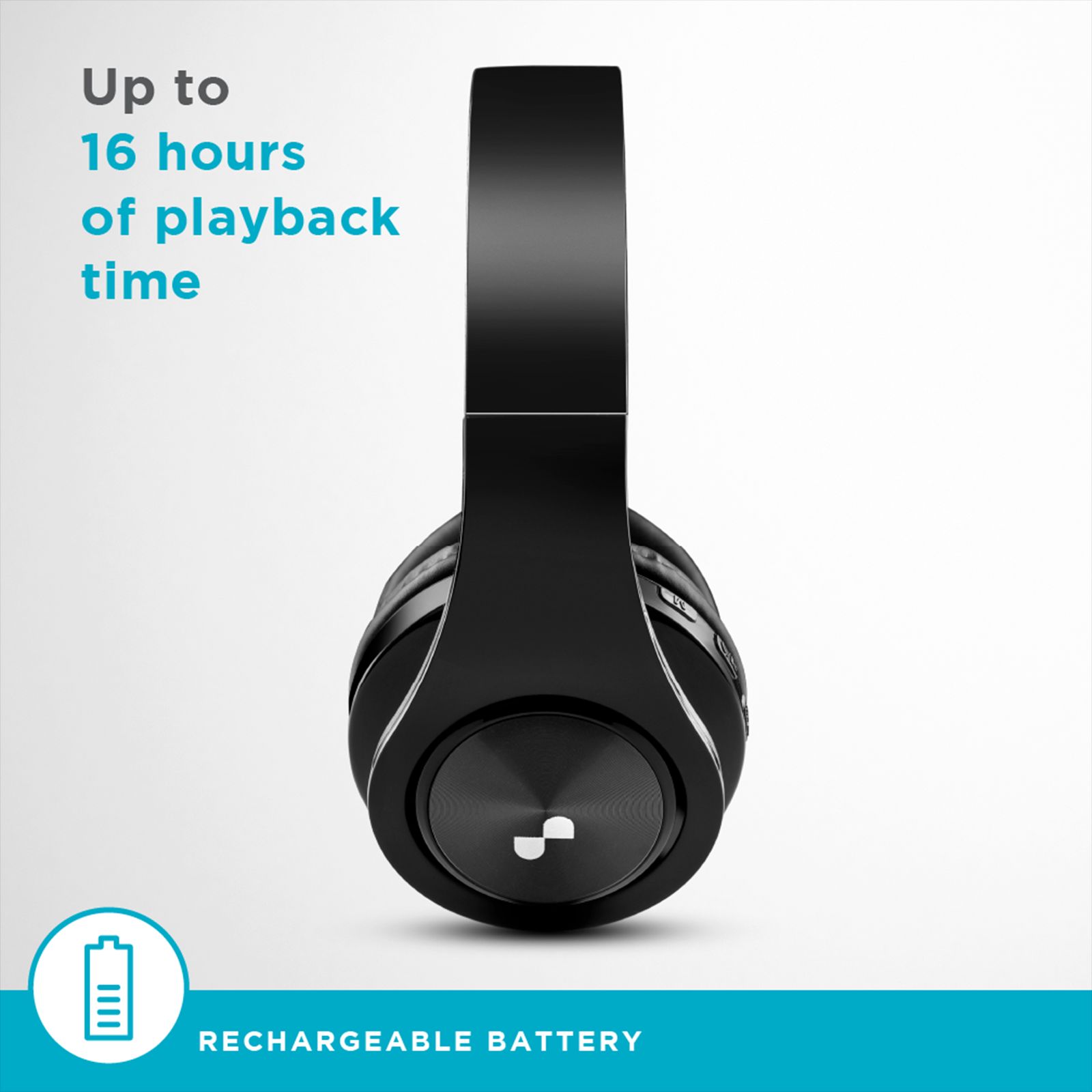 urbn Thump 300 Bluetooth Headphone with Mic (Upto16 Hours Playtime, On Ear, Black)_8