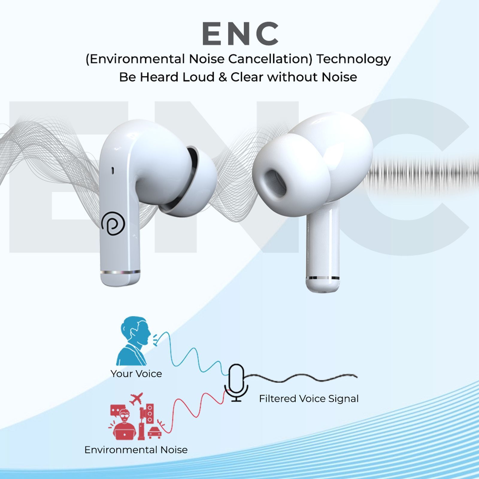 pTron Basspods P81 Pro 140318194 TWS Earbuds with Environmental Noise Cancellation (IPX4 Water Resistant, Upto 50 Hours Playback, White)_3