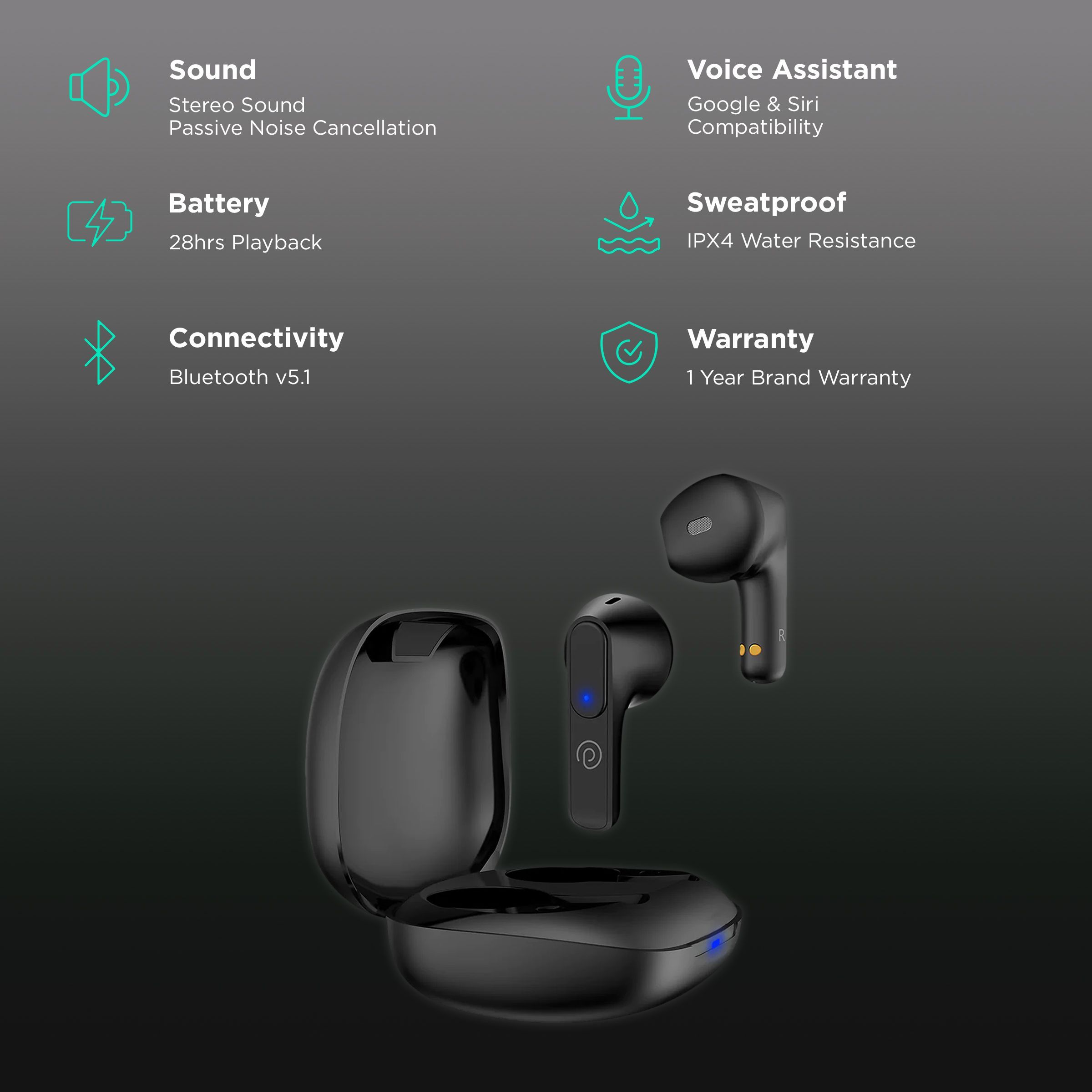 pTron Basspods P251 TWS Earbuds with Passive Noise Cancellation (IPX4 Water Resistant, Immersive Stereo Sound, Black) pTron Basspods P251 TWS Earbuds with Passive Noise Cancellation (IPX4 Water Resistant, Immersive Stereo Sound, Black)_2