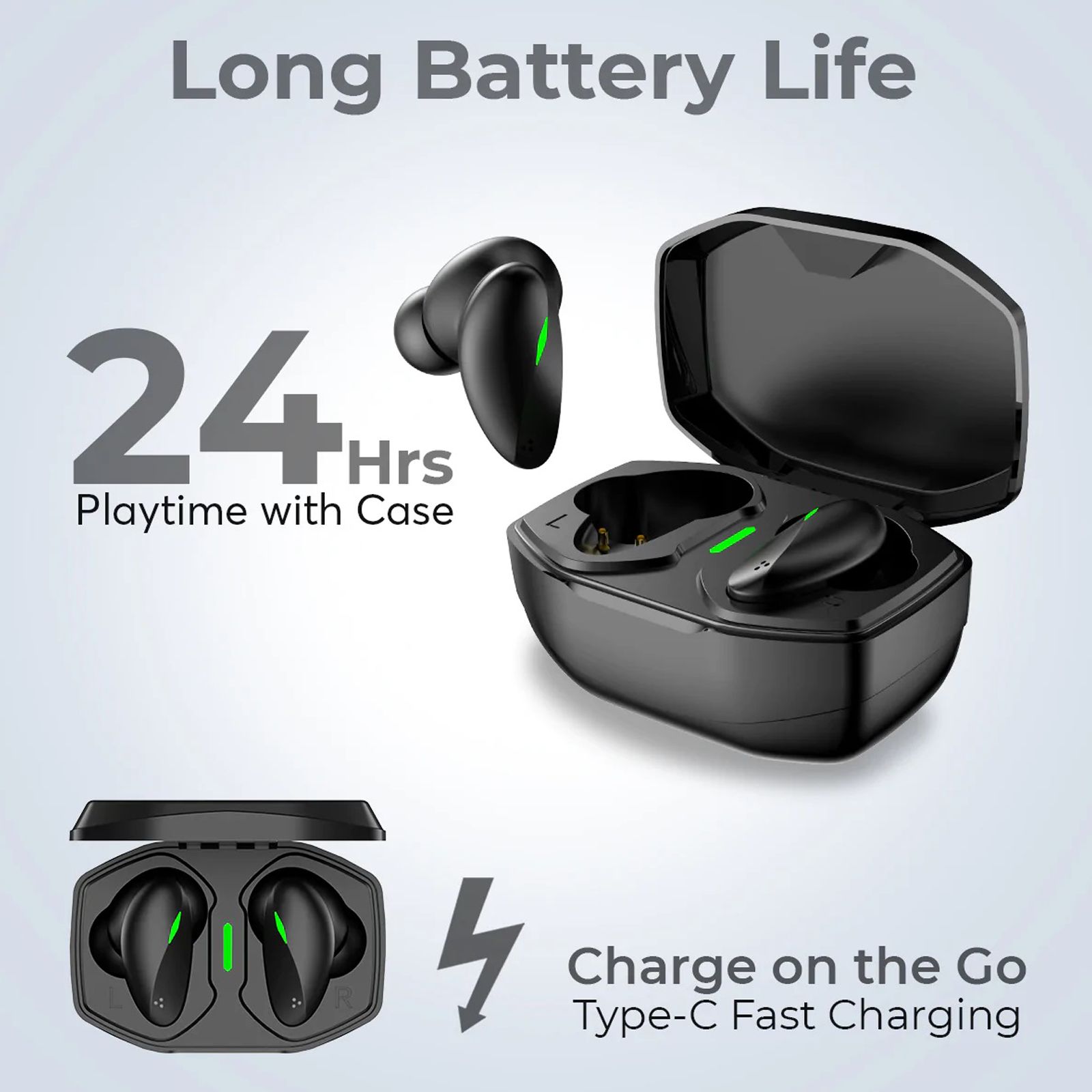 pTron Bassbuds B21 140318544 TWS Earbuds (IPX4 Water Resistant, Fast Charging, Black)_7