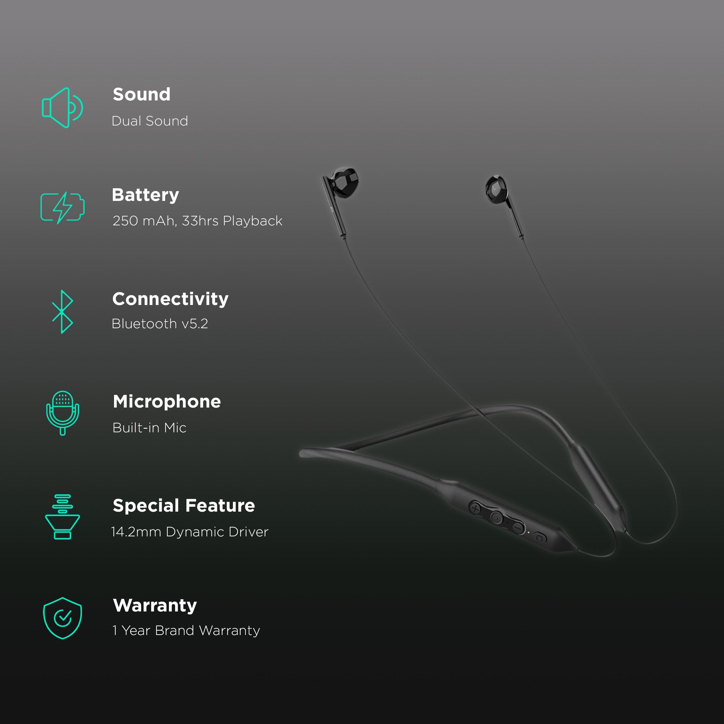 PORTRONICS Harmonics Z5 POR 1774 Neckband (Up to 33 Hours Playback, Black)_2