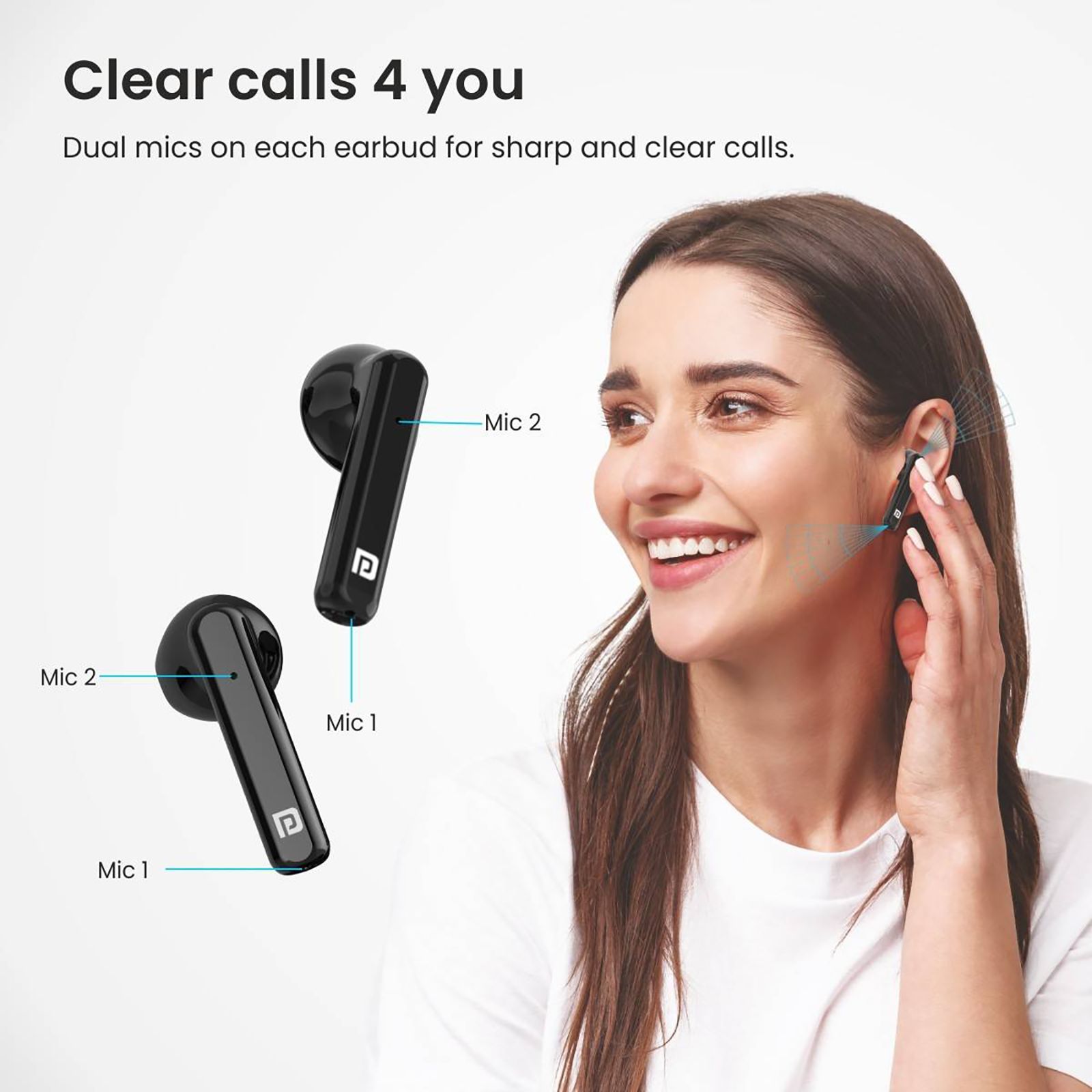 PORTRONICS Harmonics Twins 26 POR 1701 TWS Earbuds with Environmental Noise Cancellation (IP54 Water Resistant, 13mm Driver, Black)_6