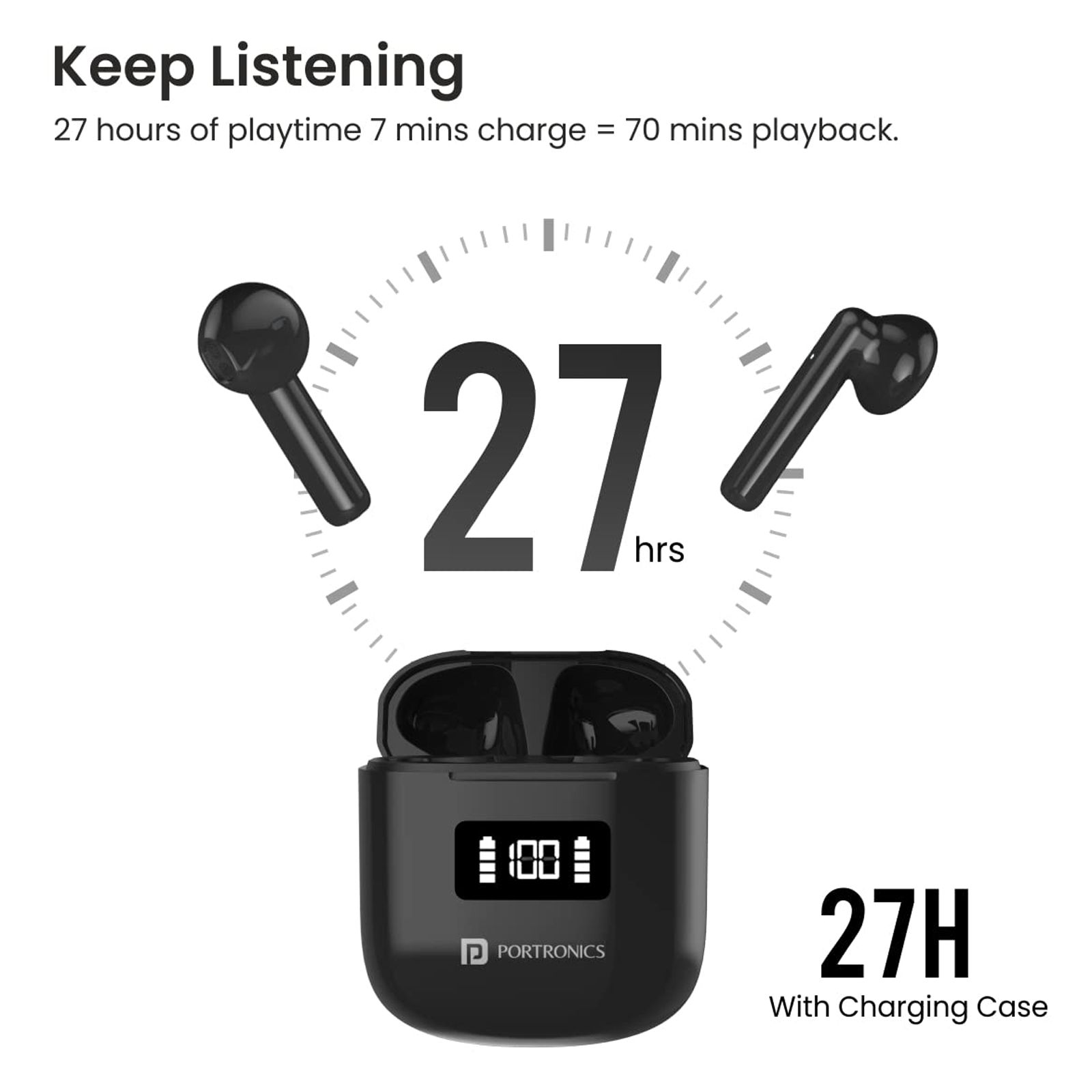 PORTRONICS Harmonics Twins 26 POR 1701 TWS Earbuds with Environmental Noise Cancellation (IP54 Water Resistant, 13mm Driver, Black)_11