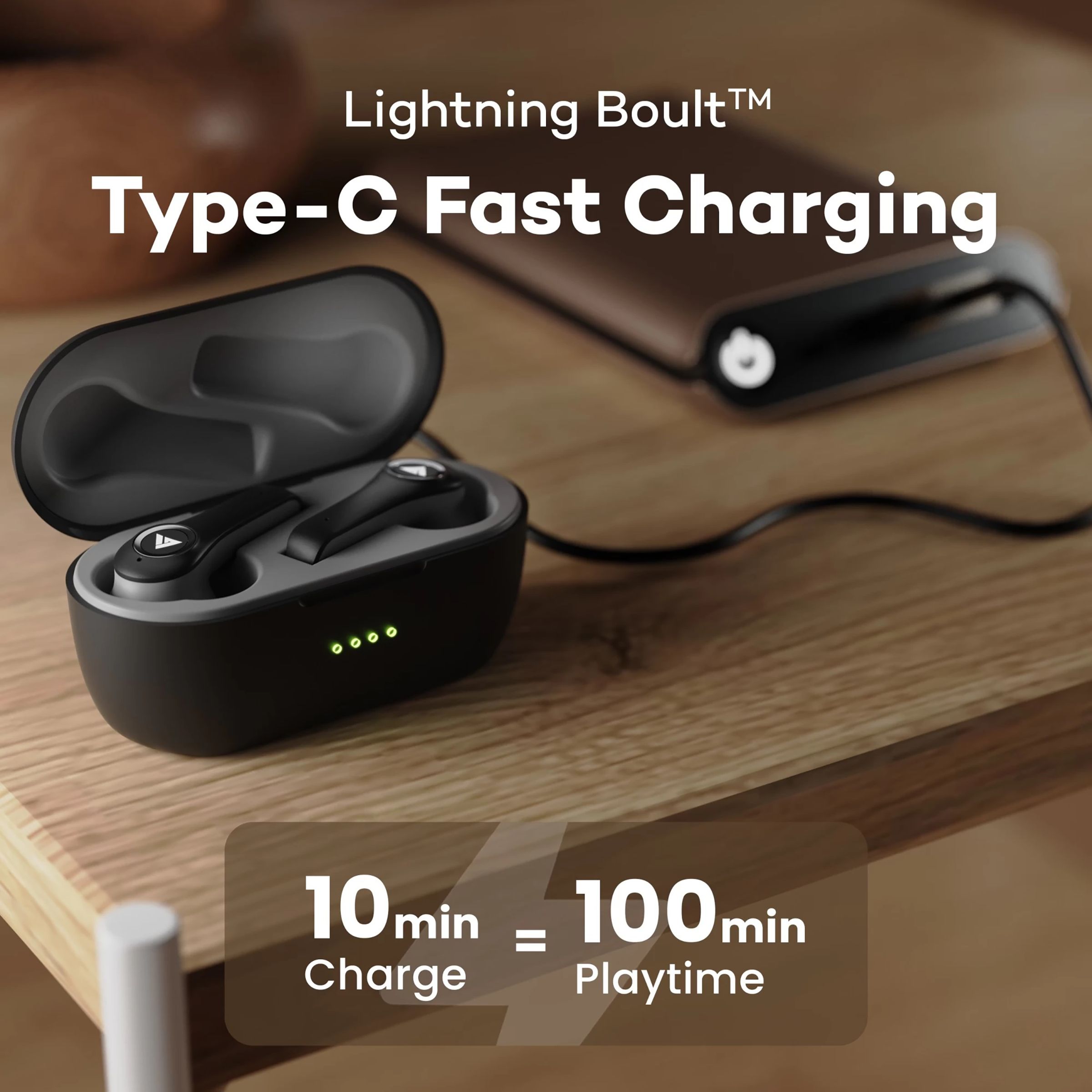 GOBOULT AirBass X50 TWS Earbuds with Environmental Noise Cancellation (IPX5 Sweat Resistant, Upto 40 Hours Playback, Black)_4