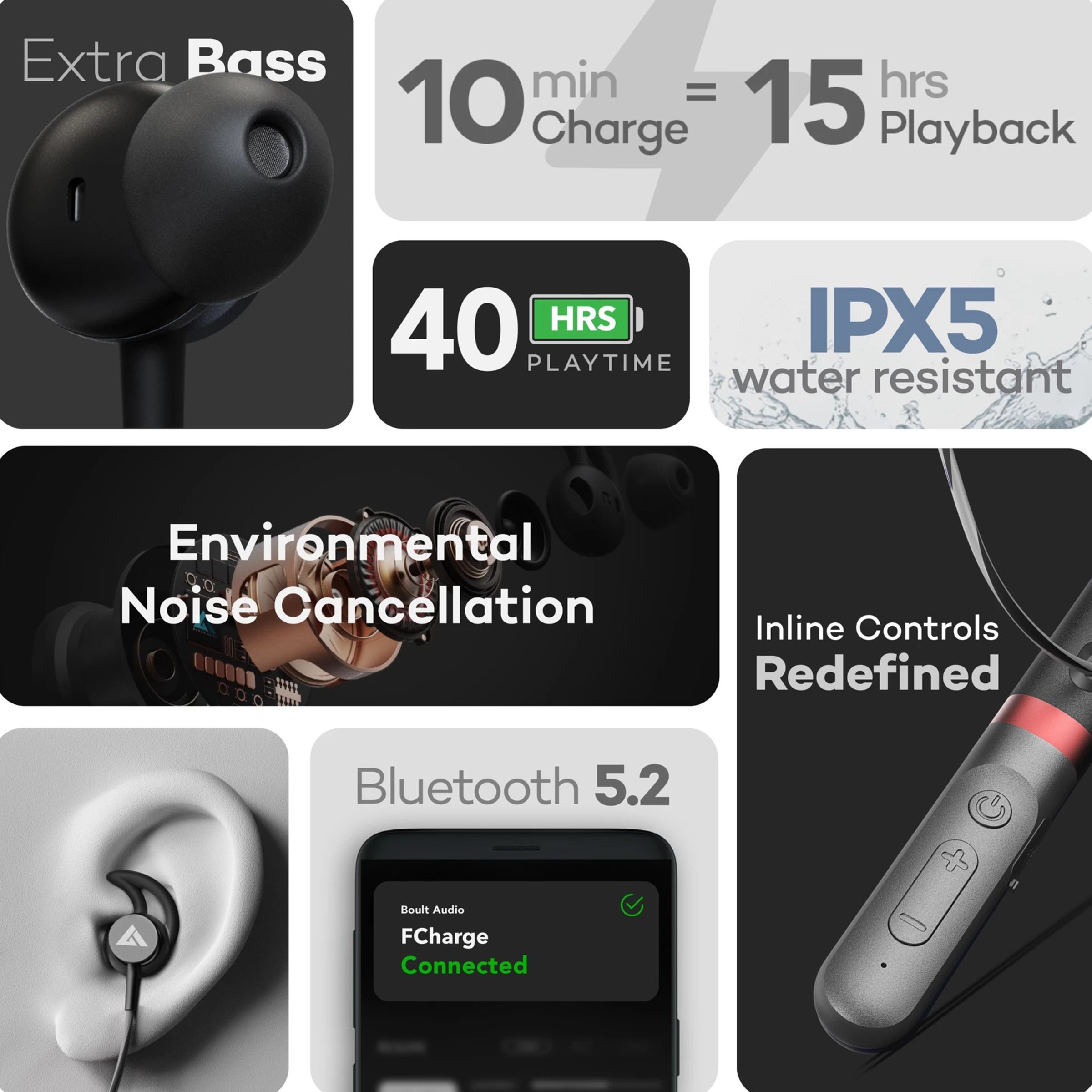 GOBOULT ProBass Fcharge Neckband with Environmental Noise Cancellation (IPX5 Water Resistant, Upto 40 Hours Playback, Black)_9