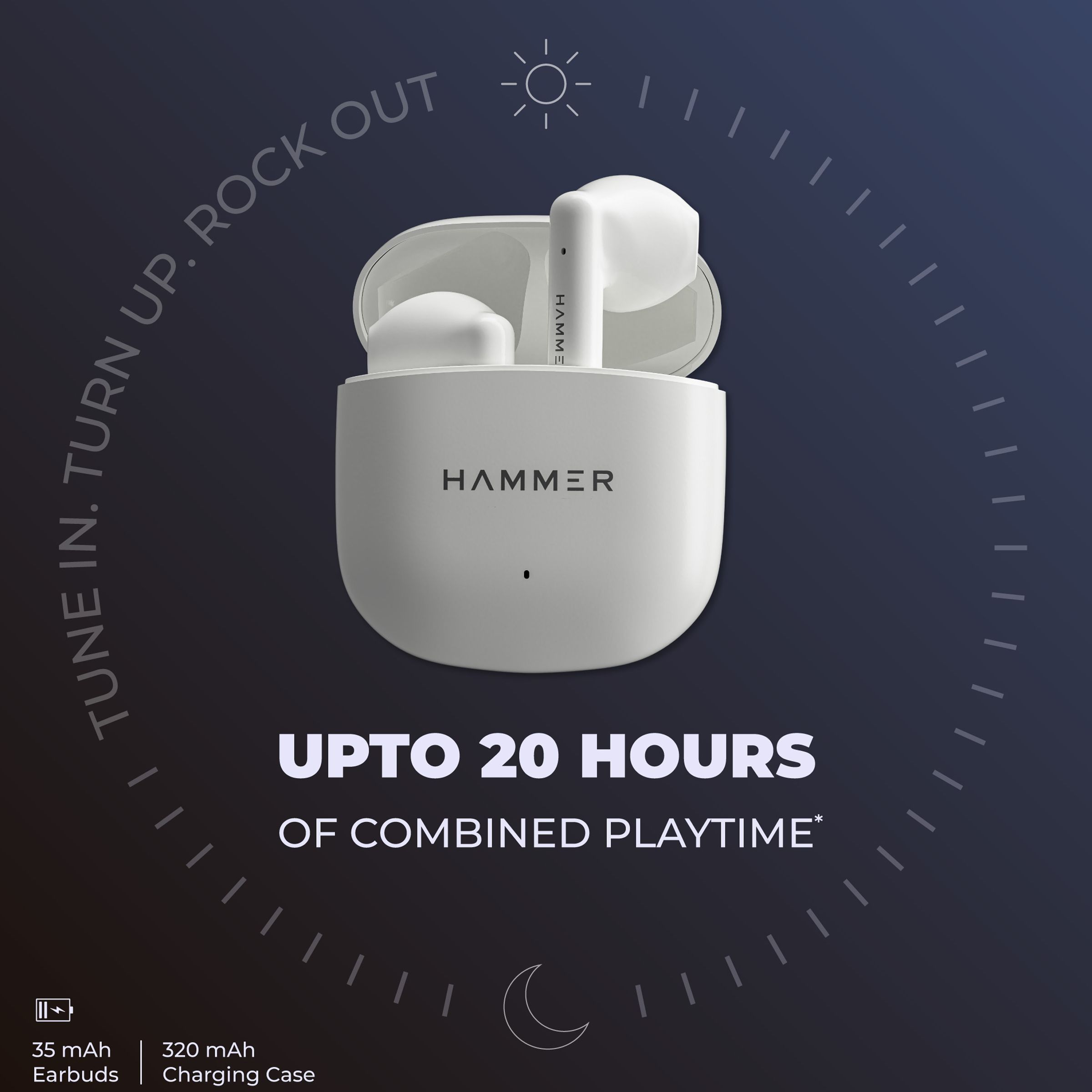 HAMMER Ko Pro TWS Earbuds with Environmental Noise Cancellation (IPX4 Water Resistant, Deep Bass, White)_7
