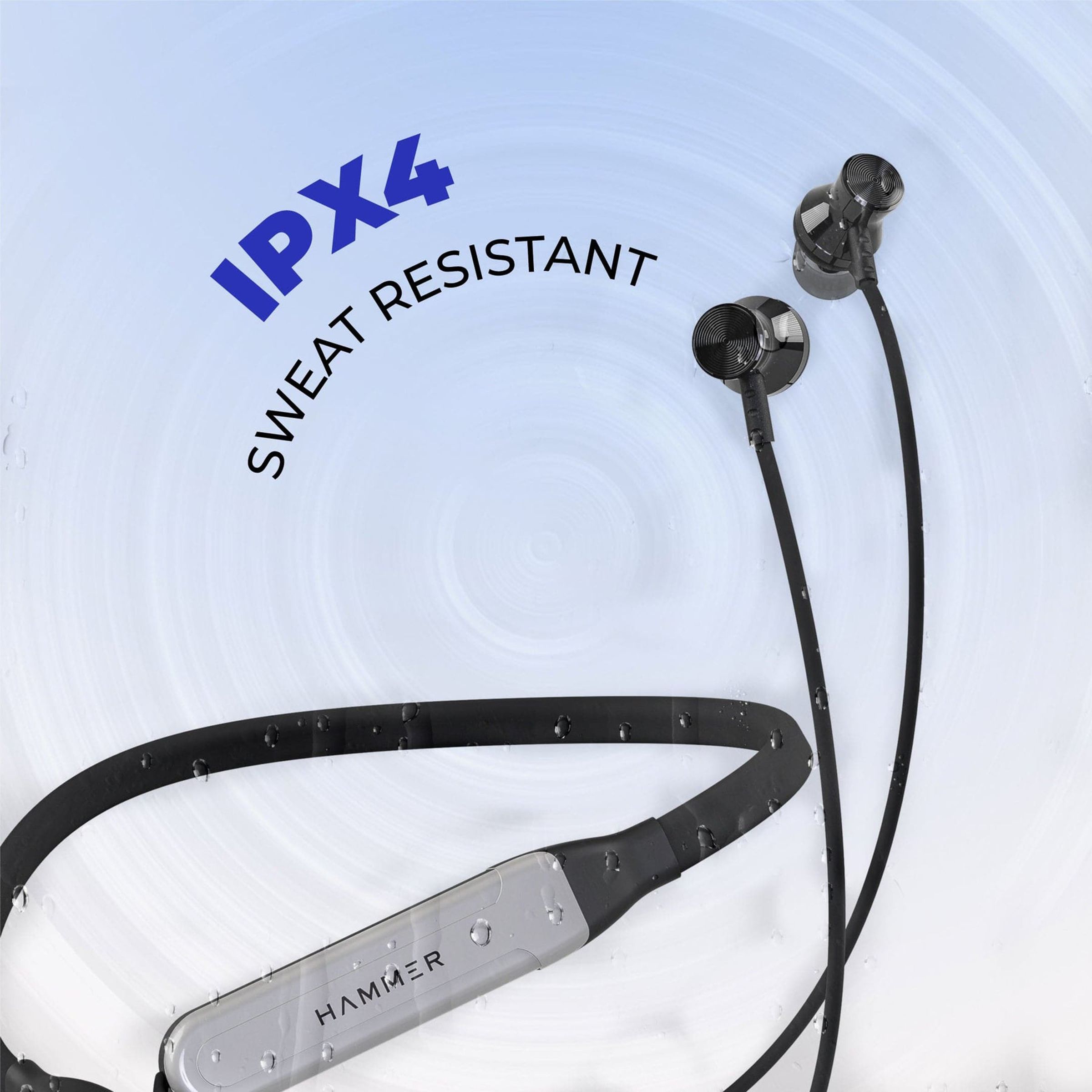 HAMMER S Neckband (IPX4 Water Resistant, Upto 30 Hours Playback, Silver)_3