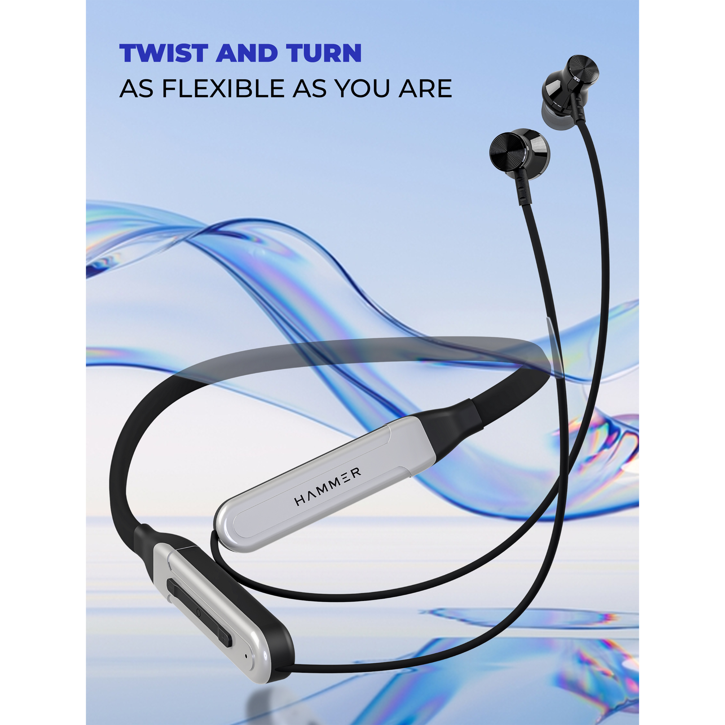 HAMMER S Neckband (IPX4 Water Resistant, Upto 30 Hours Playback, Silver)_5