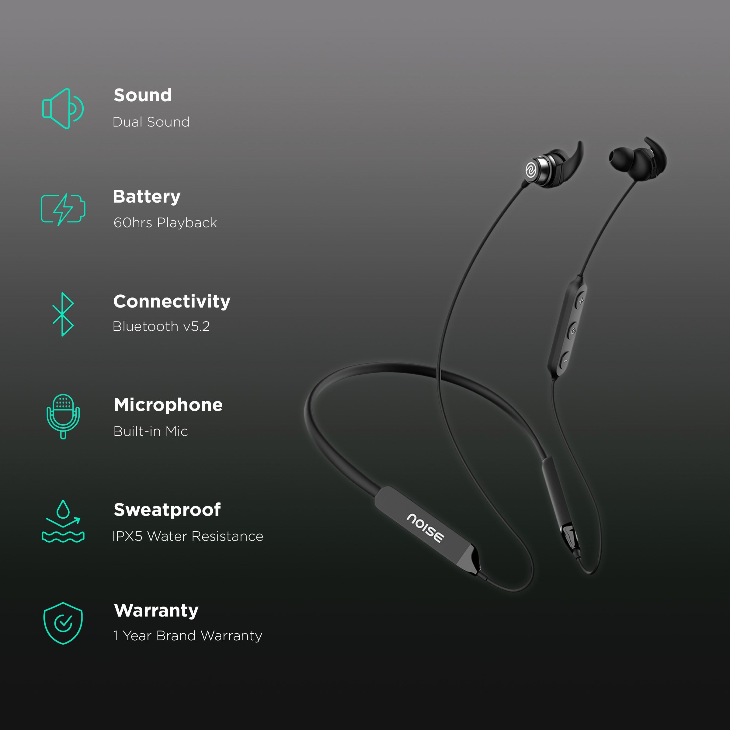 noise Blaze Neckband with Environmental Sound Reduction (IPX5 Water Resistant, Magnetic Function, Black)_2