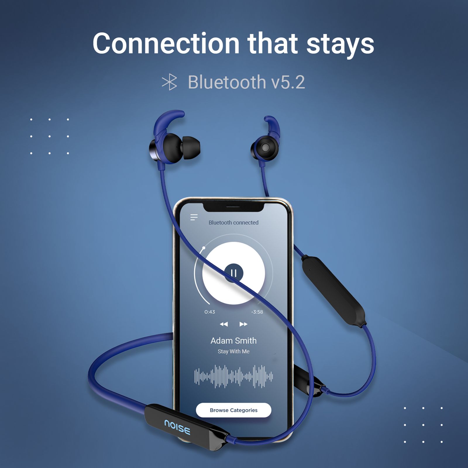 noise Blaze Neckband with Environmental Sound Reduction (IPX5 Water Resistant, Magnetic Function, Blue)_5